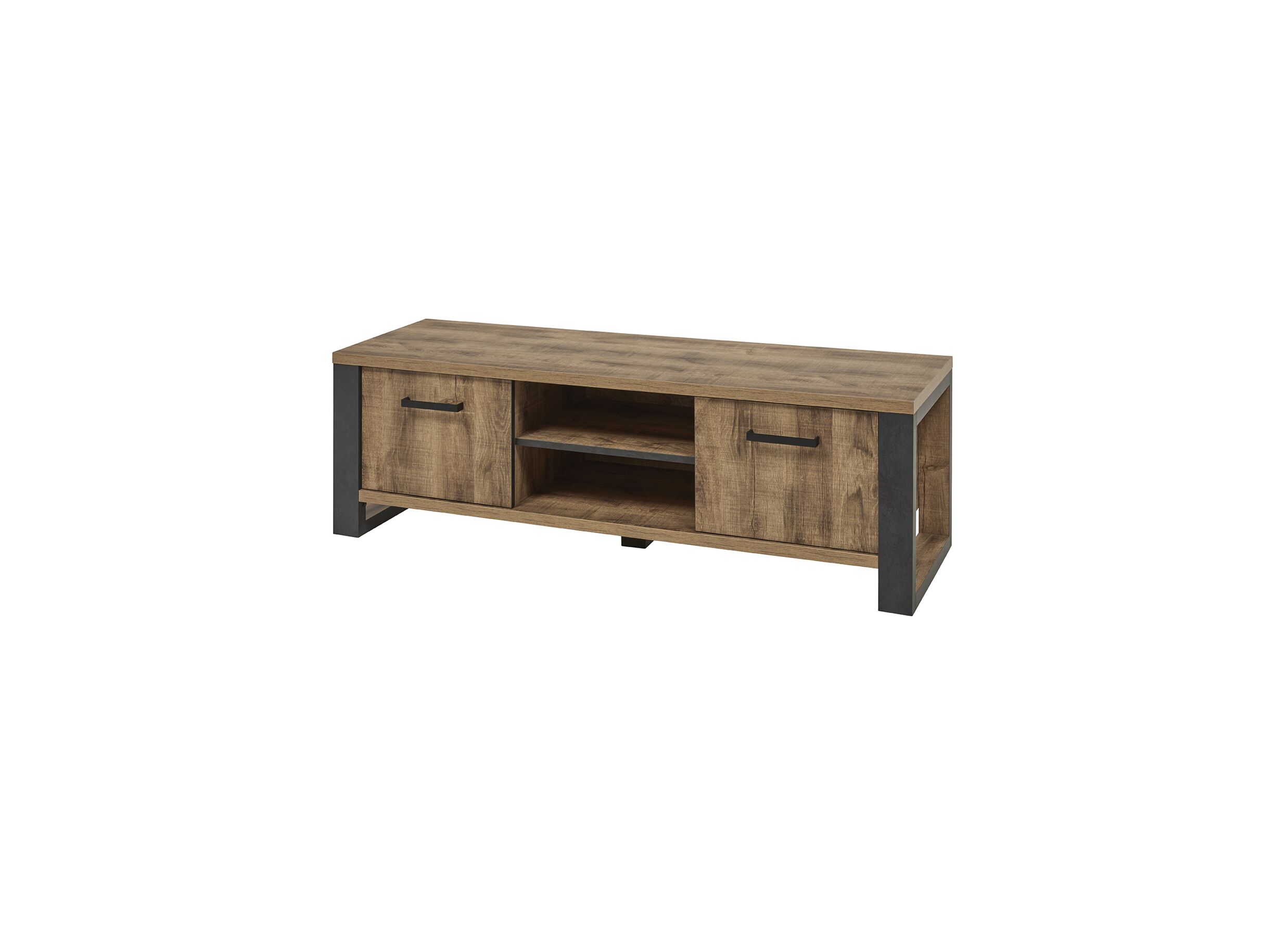 Tv-meubel 157cm - meubelplaat - bruin & zwart