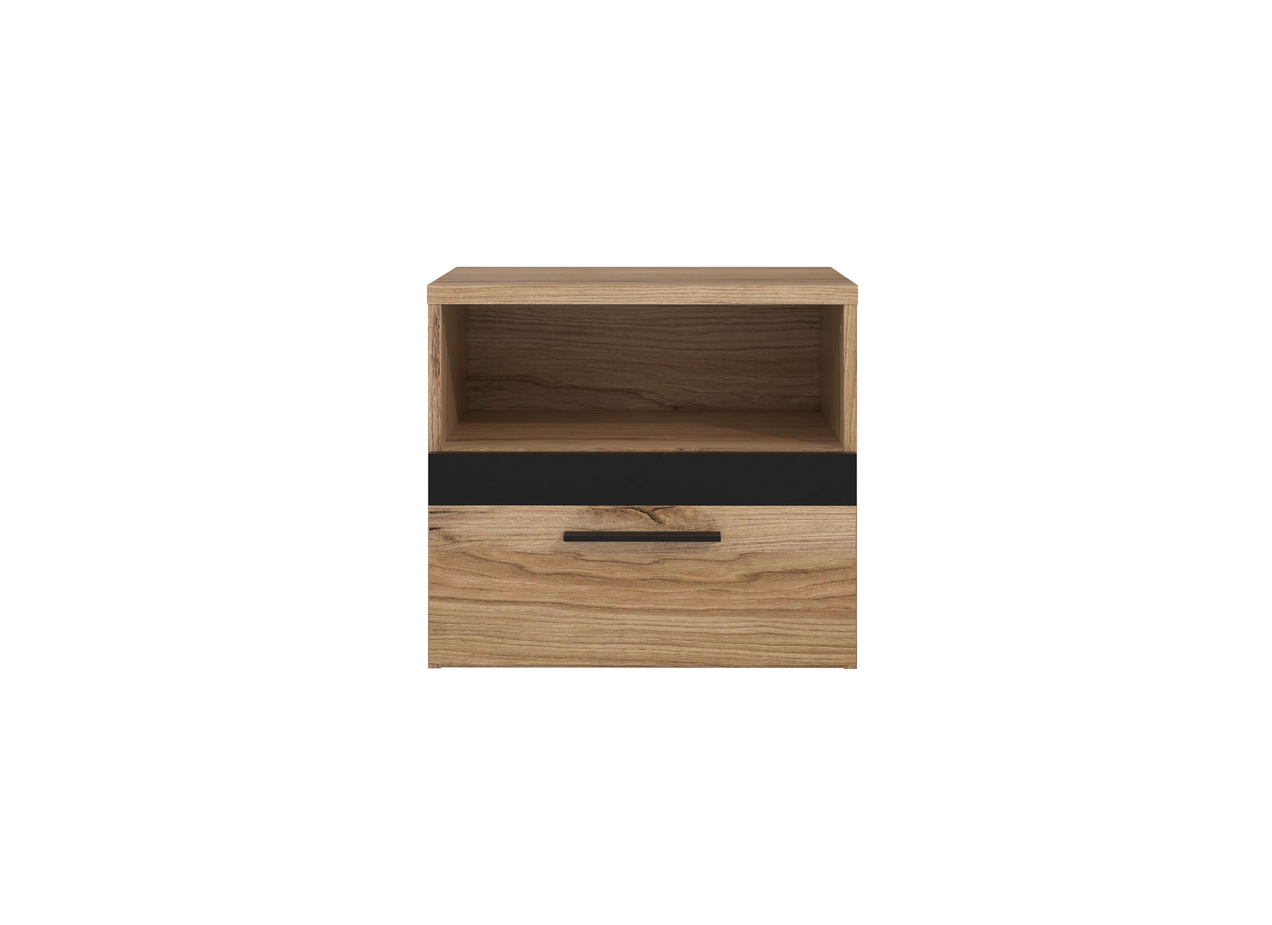 Aperçu - Table de chevet Dalate 50,2x33,8x45,2cm - panneau décor - chêne châtaignier/noir mat