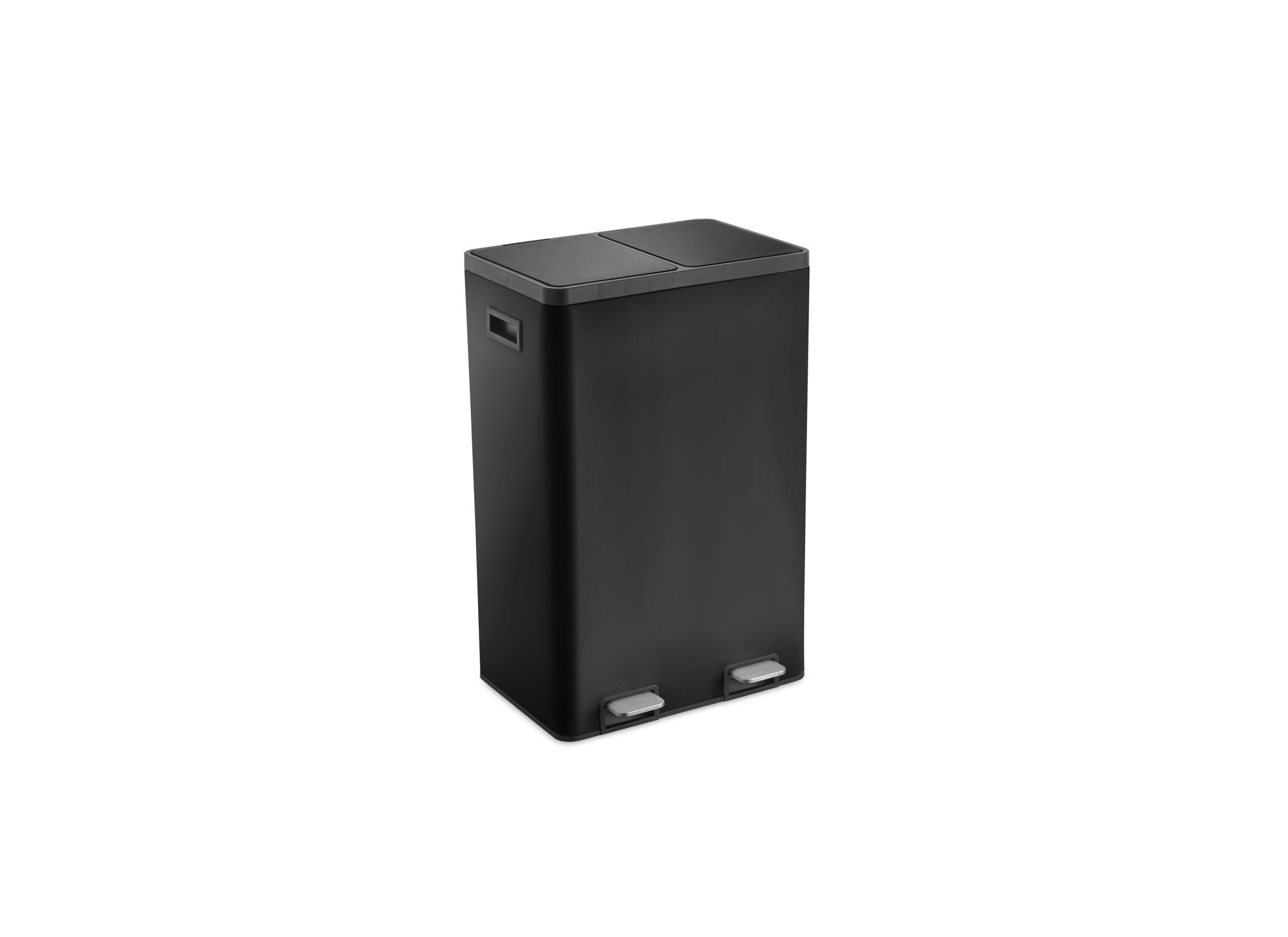 Poubelle à pédale avec compartiment de rangement Zuck 30+30L noir mat - Poubelle à pédale Zuck 2x30L - plastique - noir mat