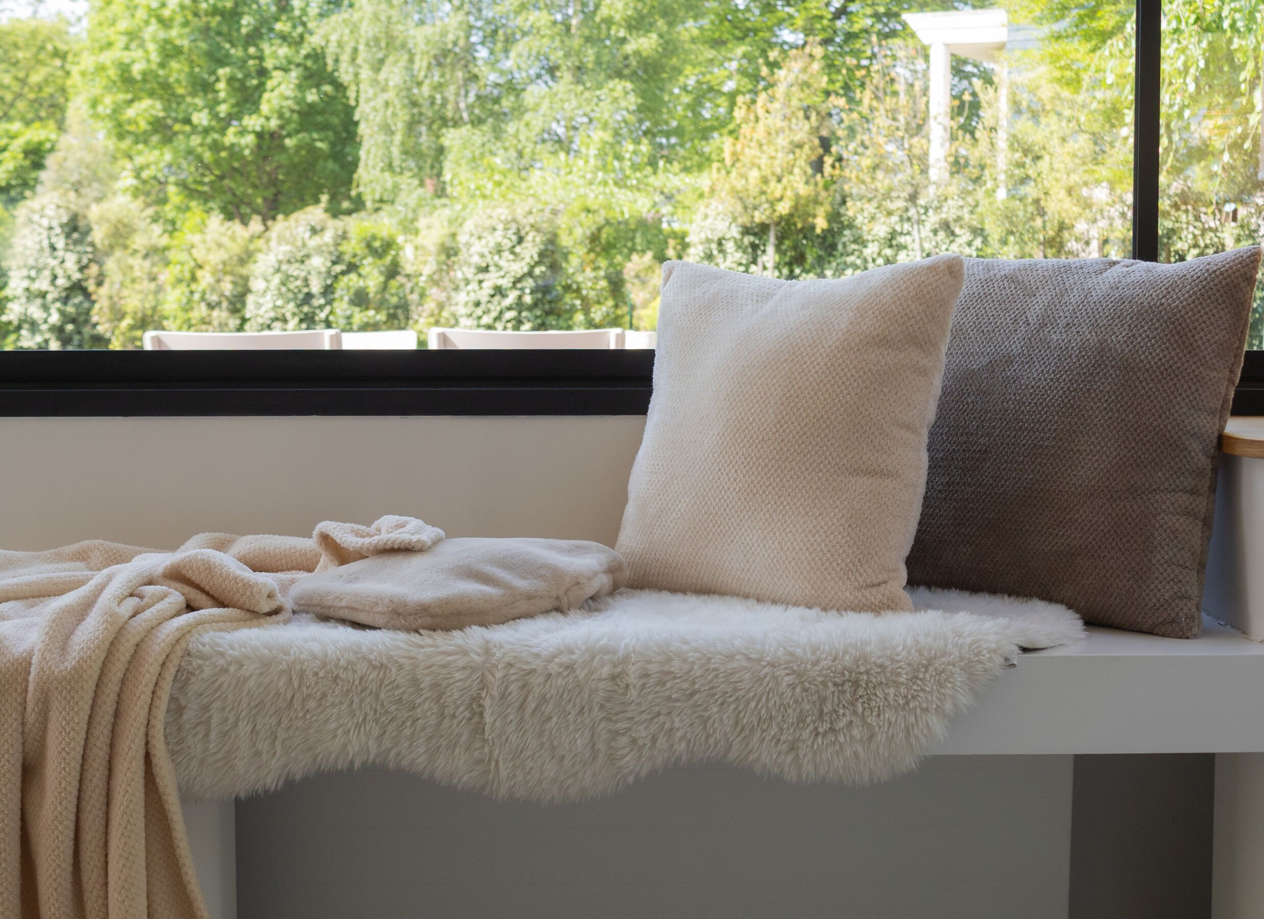 Foto ambiance - Coussin Pippa 45x45cm - flanelle - ivoire