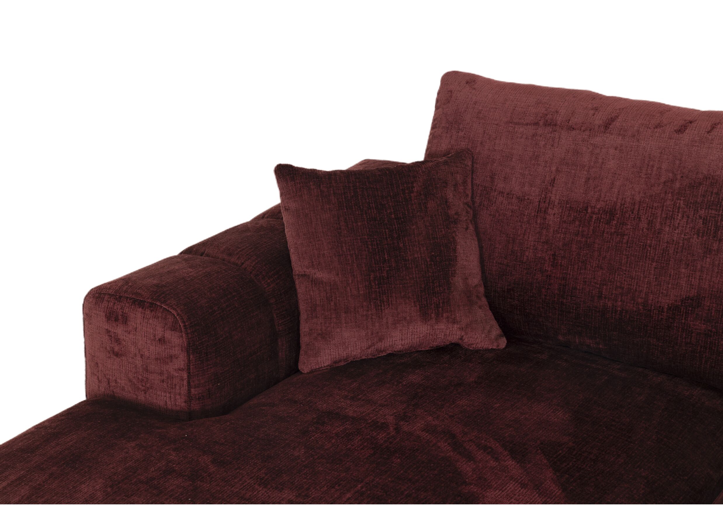 Detail - Canapé d'angle Musigny 315x165cm - chenille - bordeaux