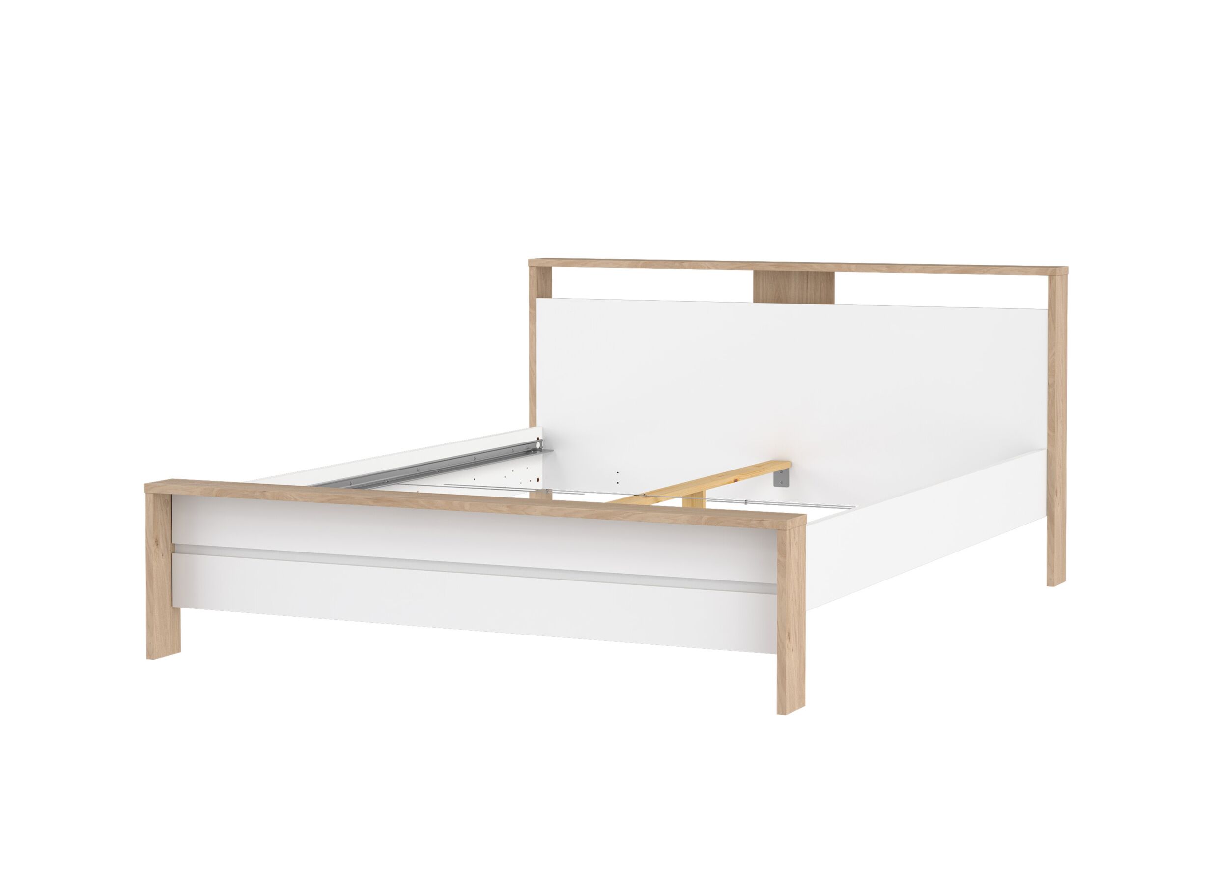 Overzichtsfoto - Bed Next 160x200cm - melamine - glanzend wit & jackson hickory