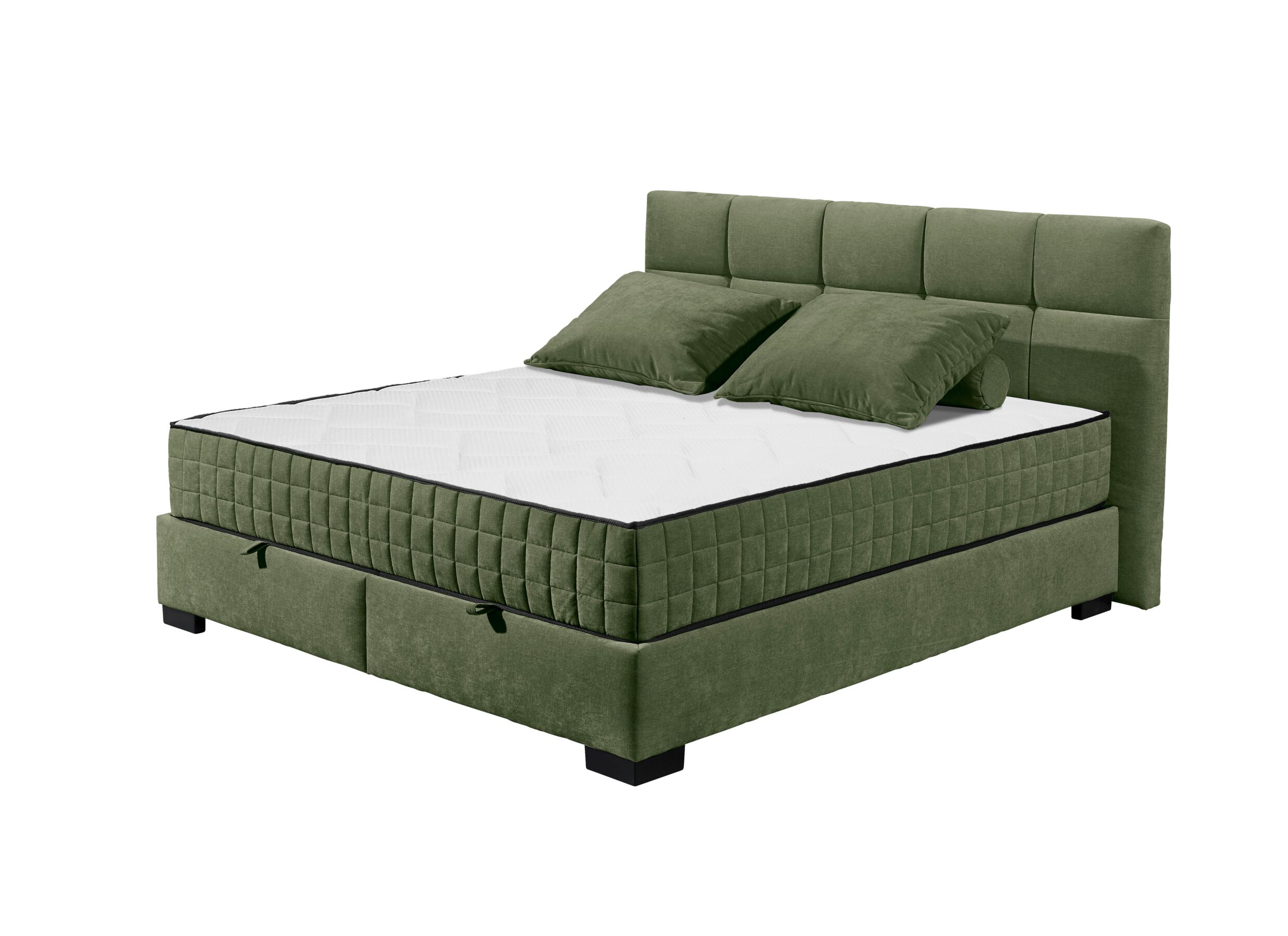 Aperçu - Lit box Nagol A 180x200cm - tissu - vert avec rangement