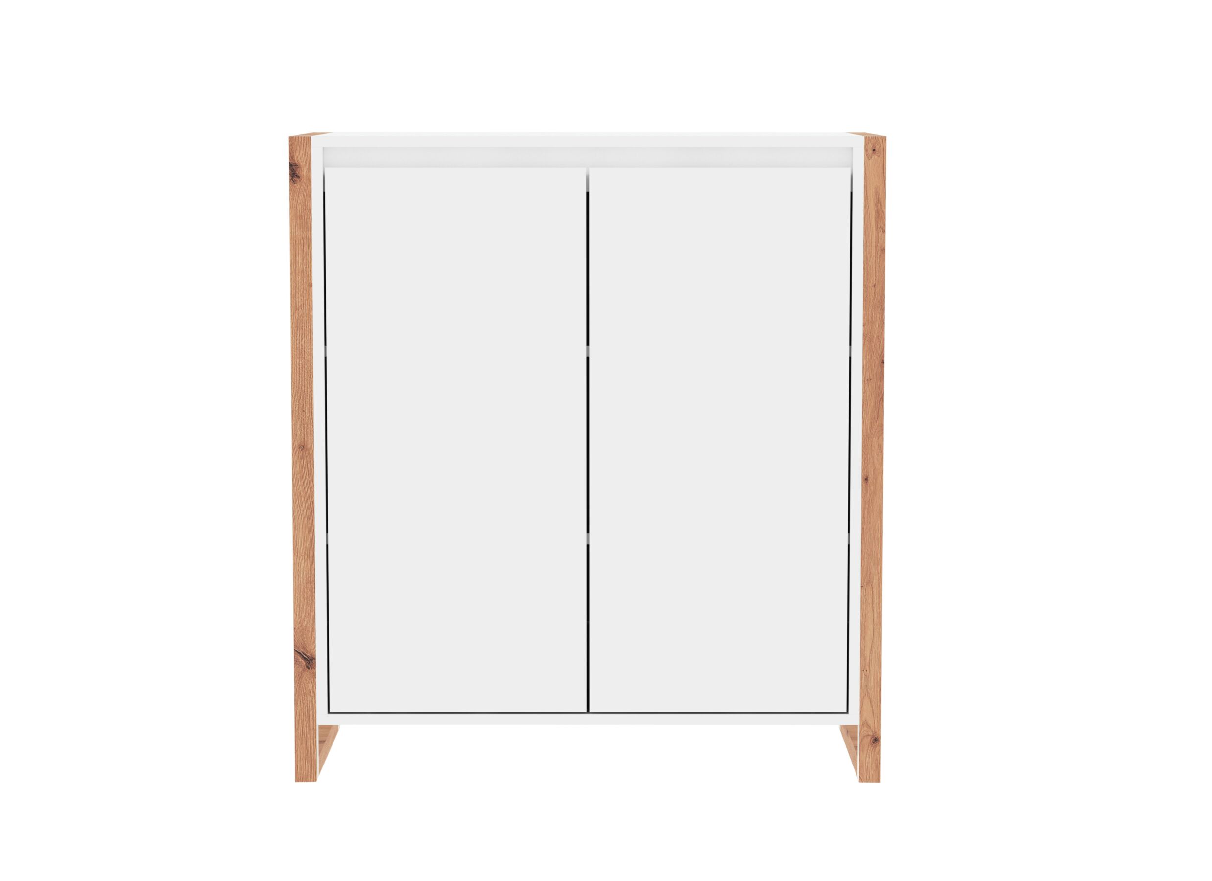 Overzichtsfoto - Commode Denver 80x88x40cm - decor - wit & artisanale eik
