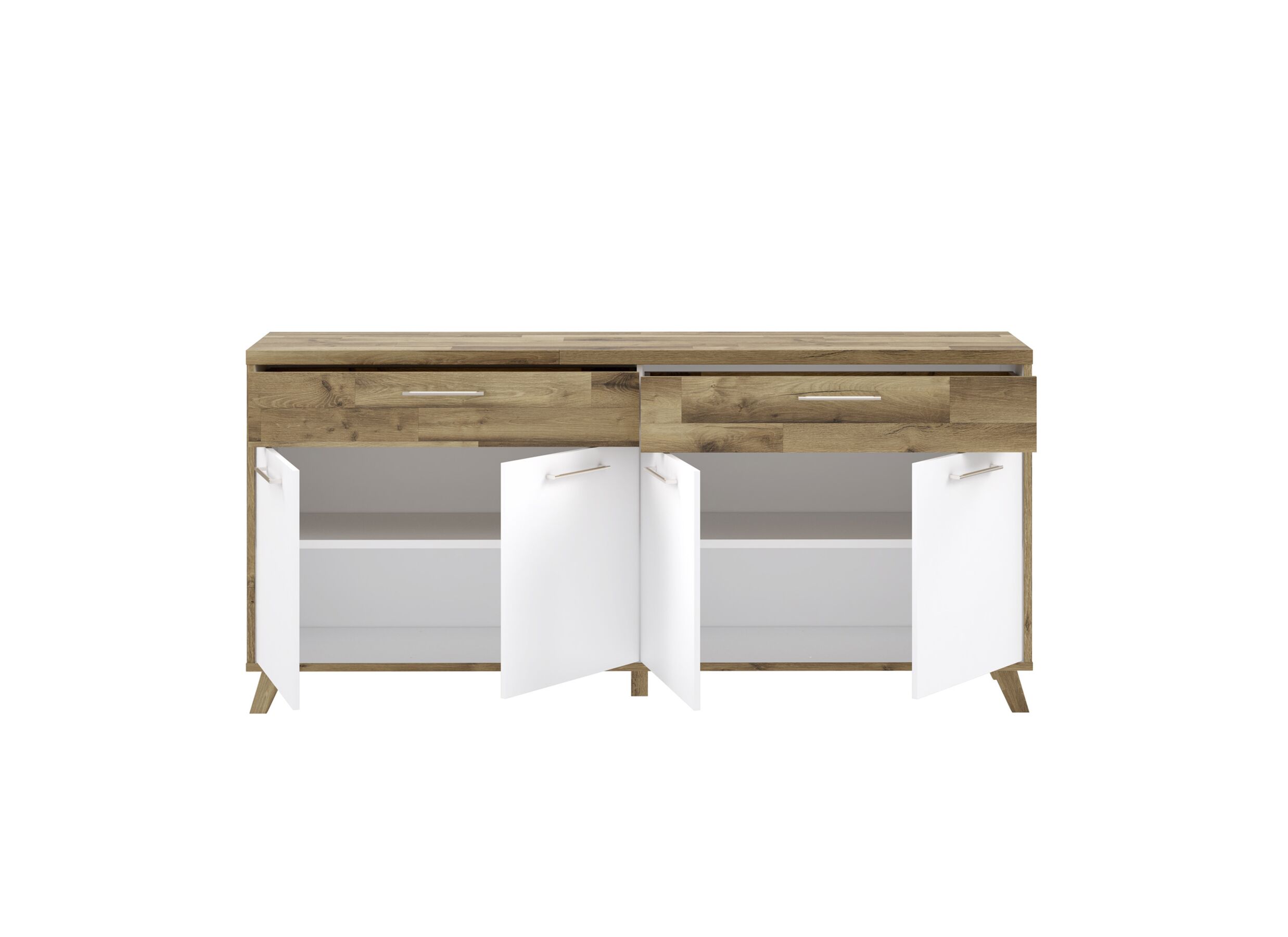Dressoir Ricciano-II 204cm - meubelplaat - eik/wit