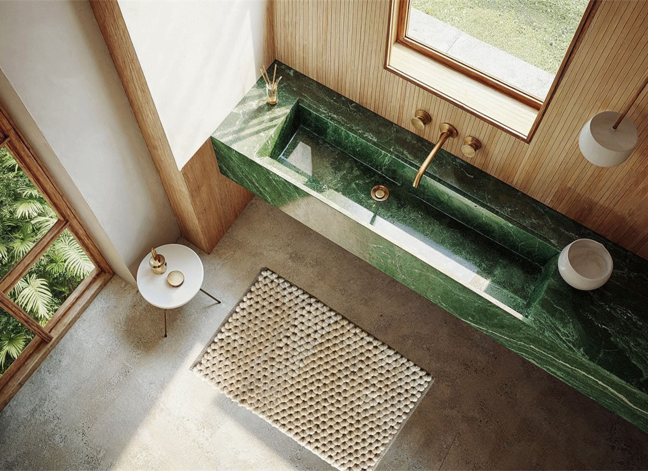 Foto ambiance - Tapis de bain Lusso 60x100cm - polyester & coton - forest sand