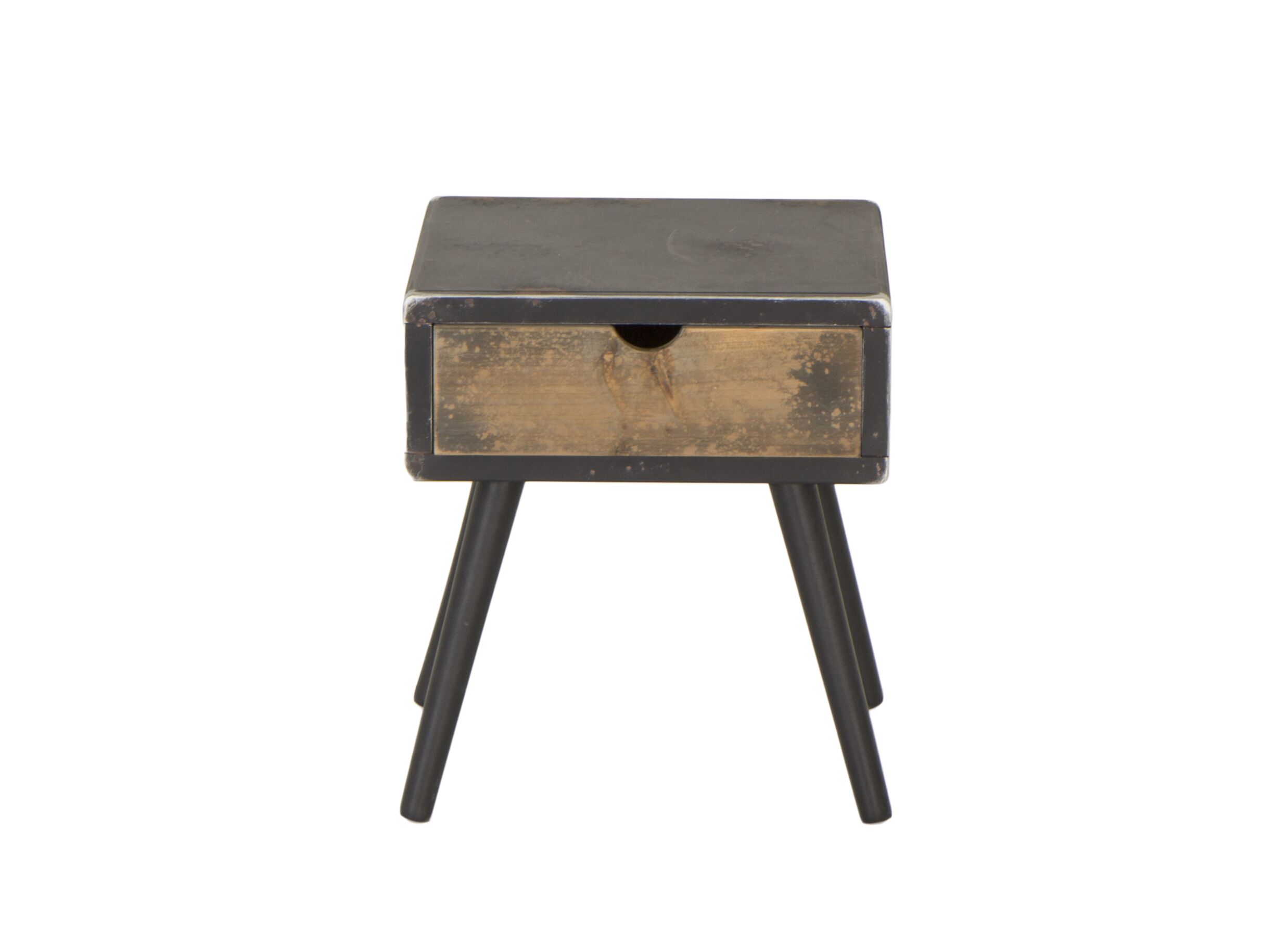 Detail - Table de chevet Esperanto 40x40x46cm - sapin massif & décor - naturel/noir