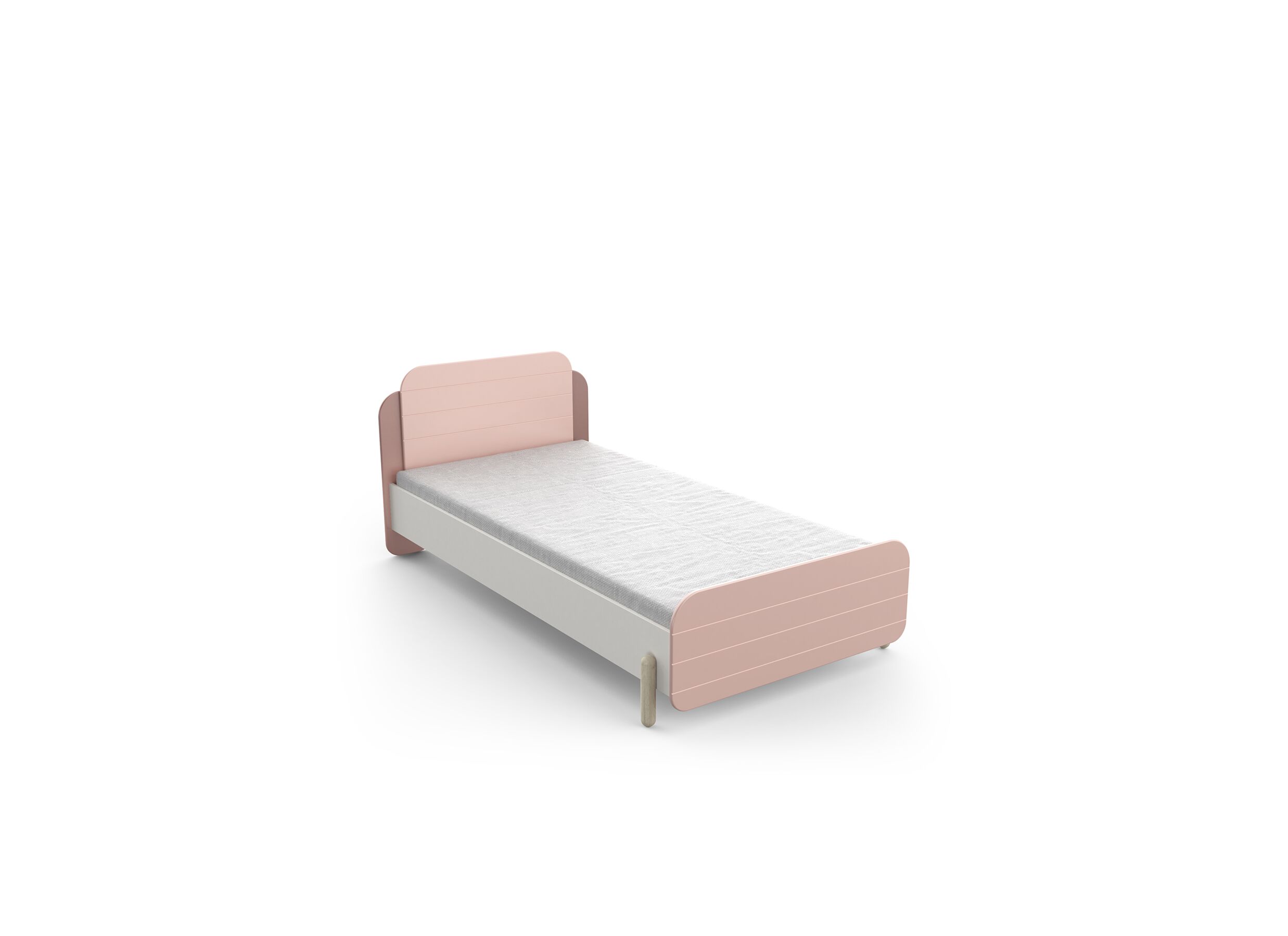 Lit Jade 90x200cm - décor - mat rose & mat blanc