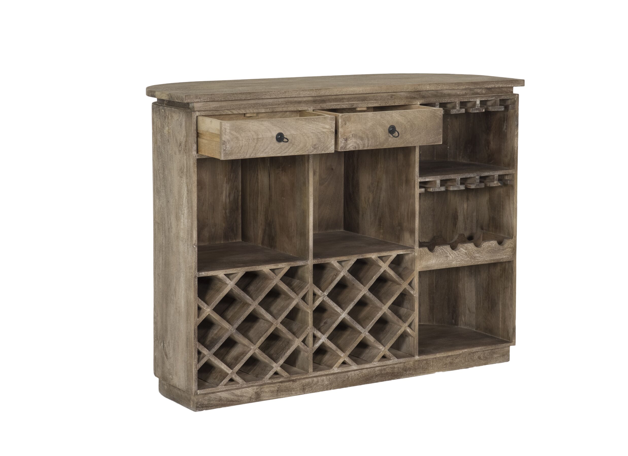 Disposition - Meuble Bar Leone 146cm - manguier massif - sandblast