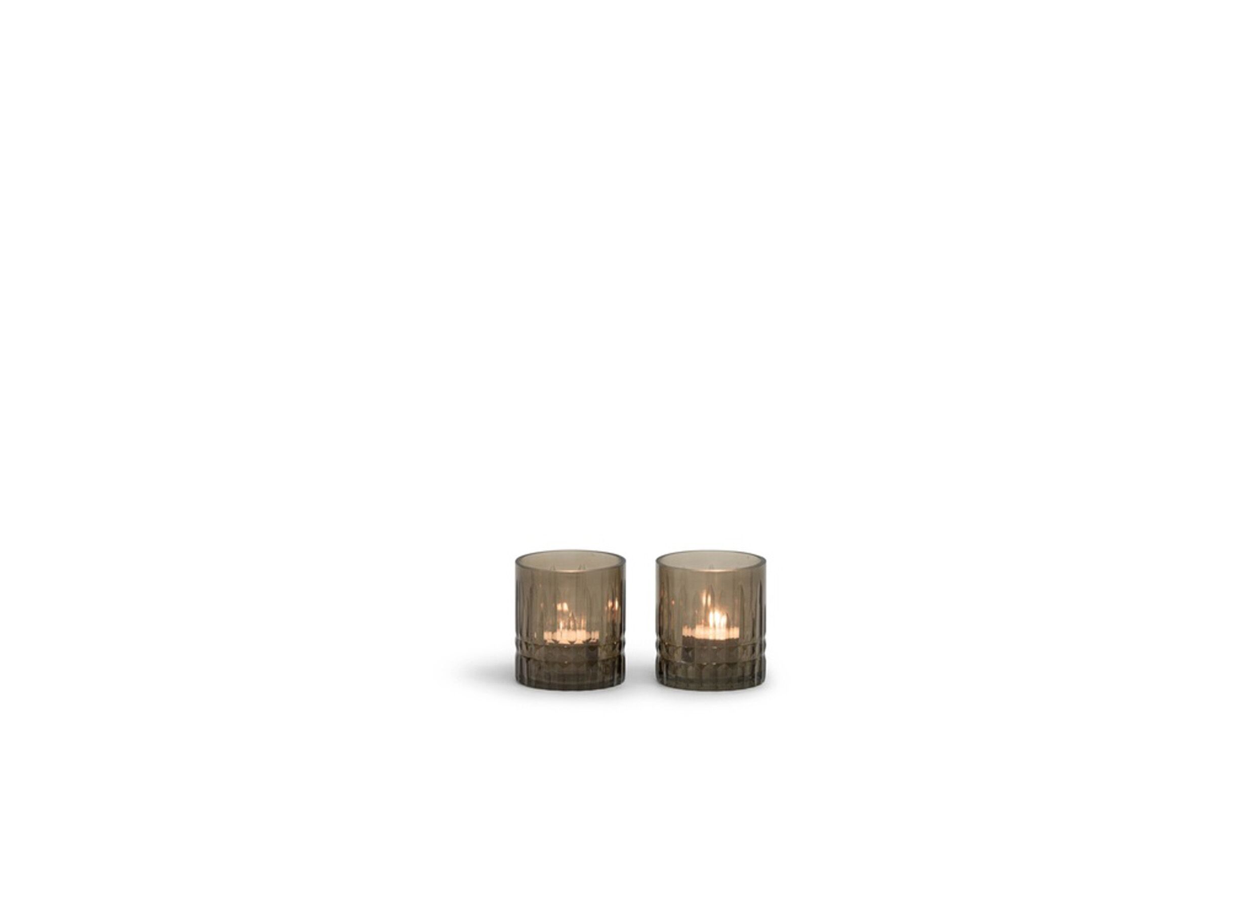 Plus Important - Porte-bougie taillé à la main Ø7,5x8cm - verre - light smoke