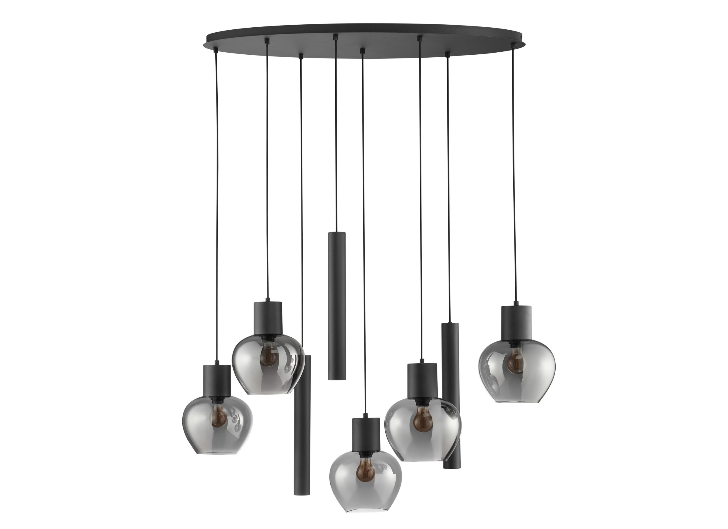 Overzichtsfoto - Hanglamp Nuvia 5x20W E27 & 3x10W GU10 - metaal - zwart