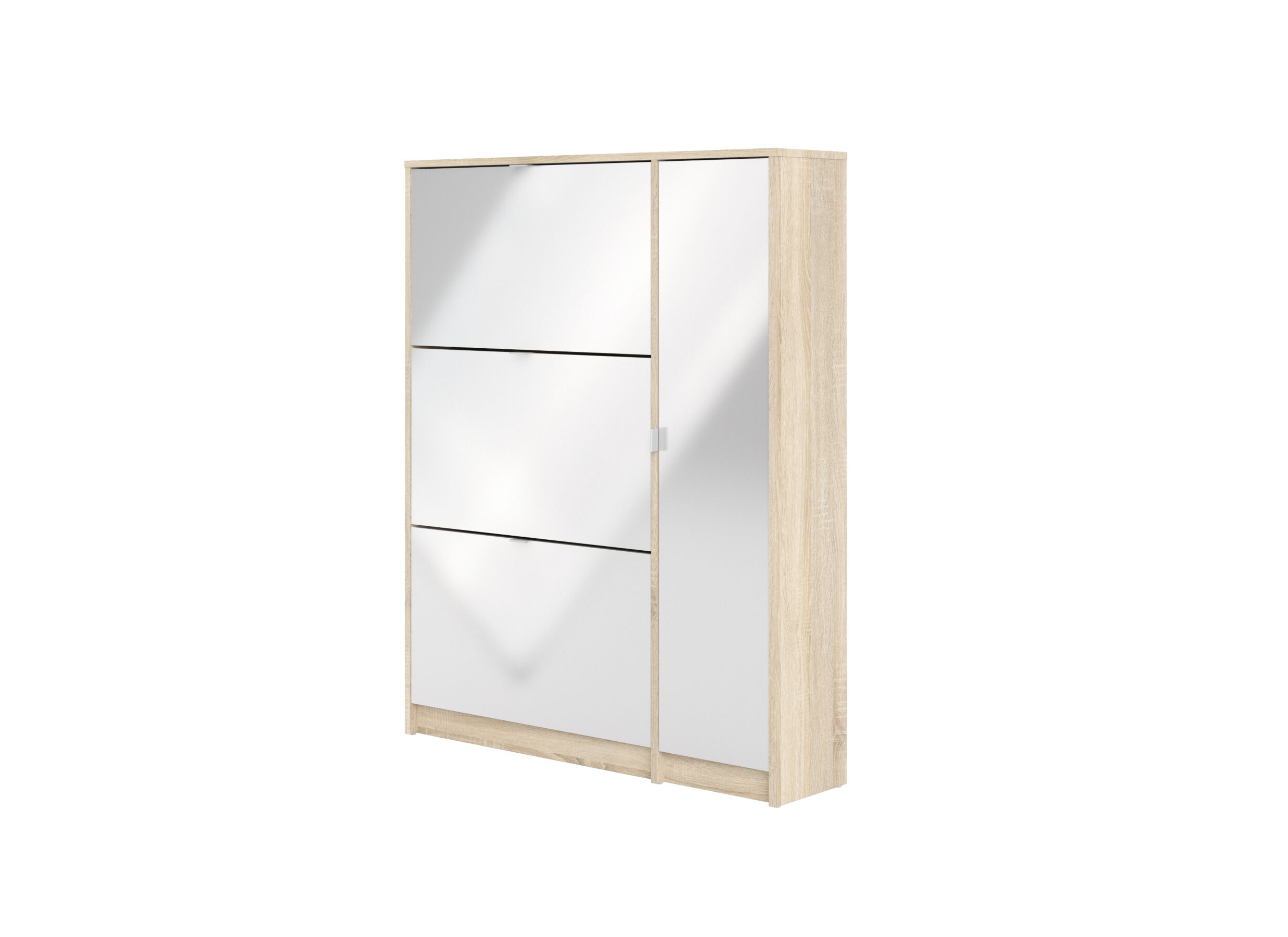 Armoire à chaussures Bright 102x24x125cm - Armoire à chaussures Bright 102x24x125cm - décor - chêne & blanc laqué