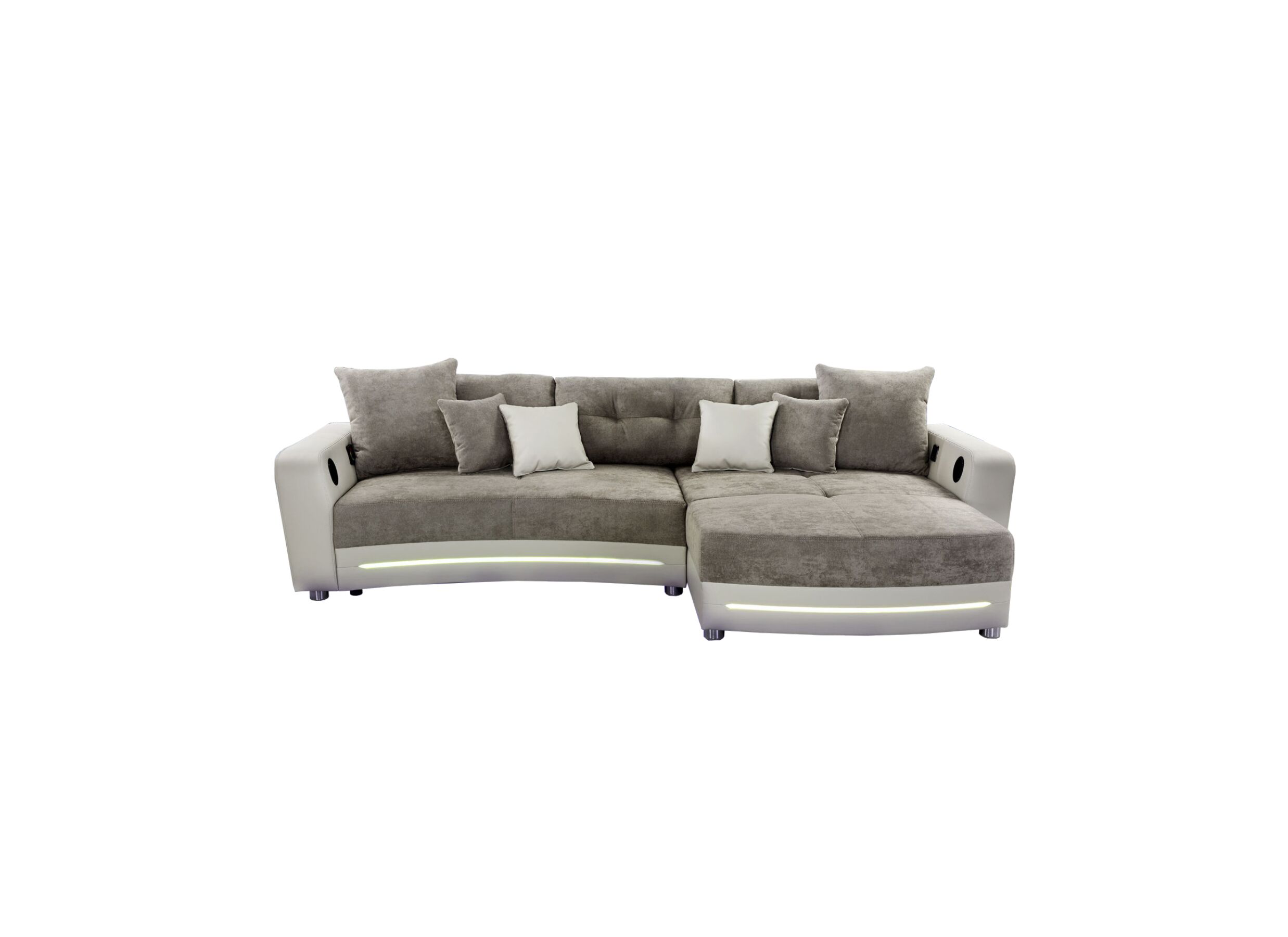 Hoofdfoto - Hoeksalon Laredo lederlook/stof beige taupe met LED-verlichting