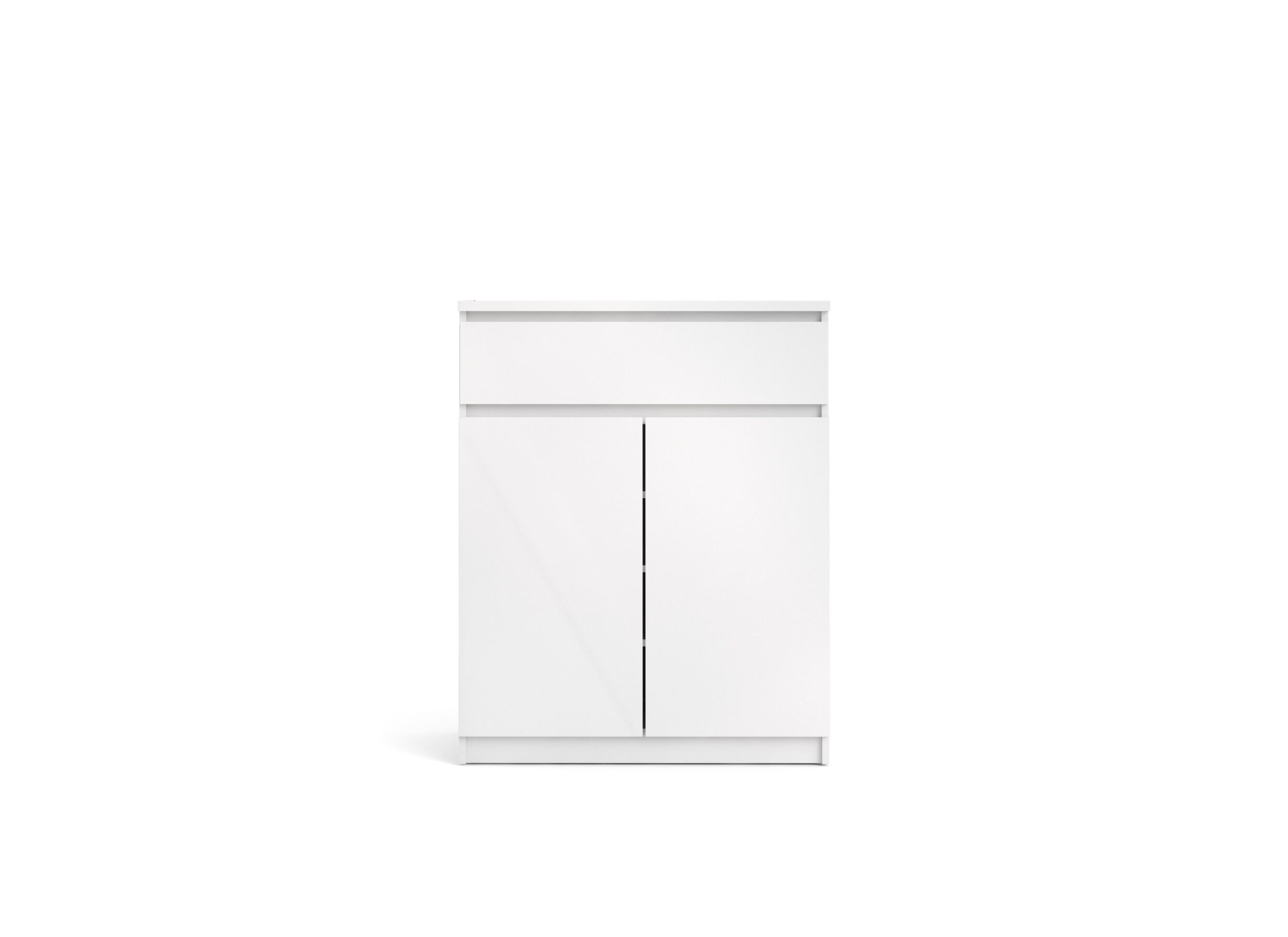 Commode Naia 80x40x101cm - mélamine - blanc laqué