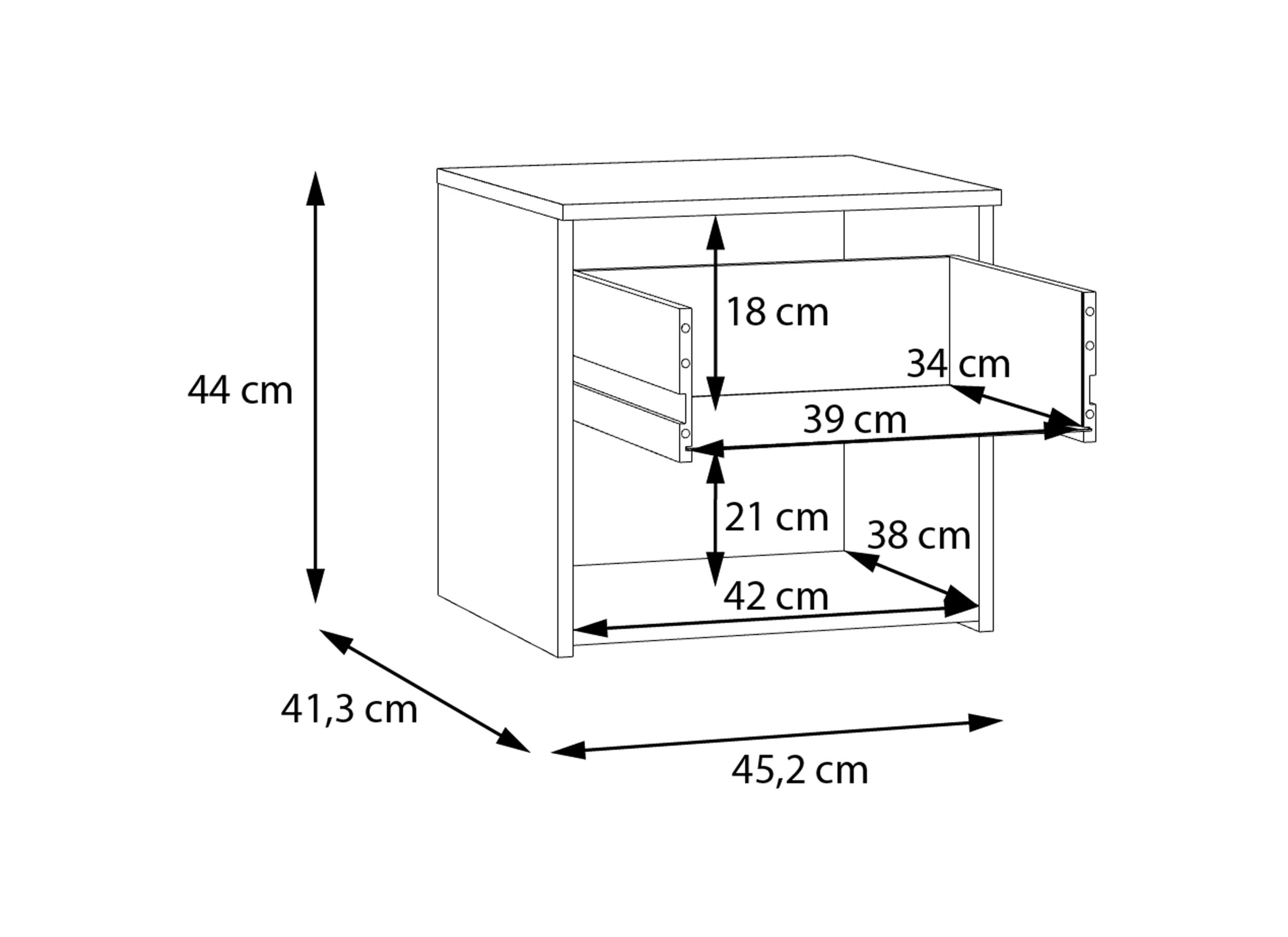 Dimensions - Table de chevet Ingalill 45x44x41cm - décor - sand