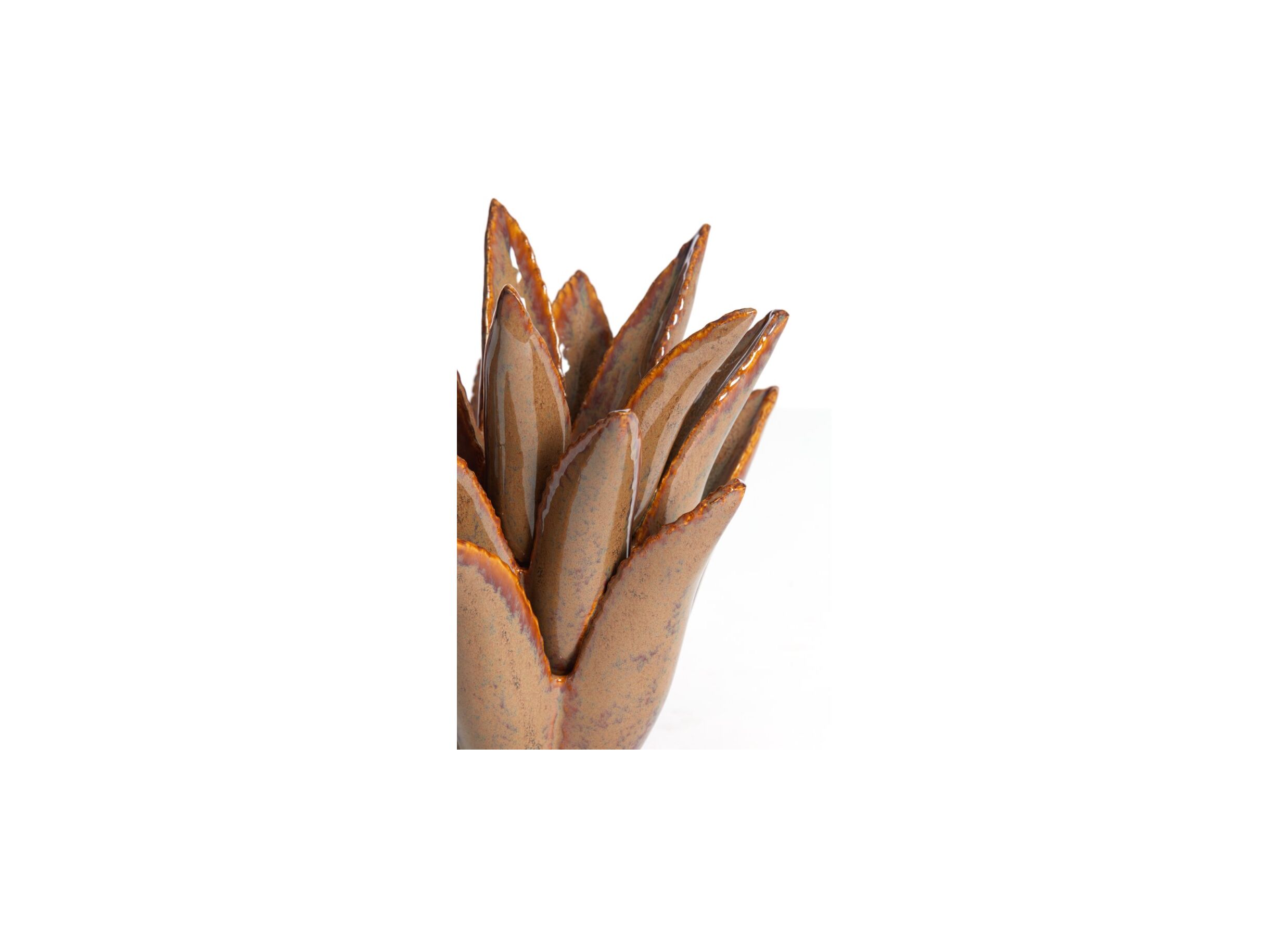 Detailfoto - Theelichthouder Cactus H15cm - keramiek - bruin