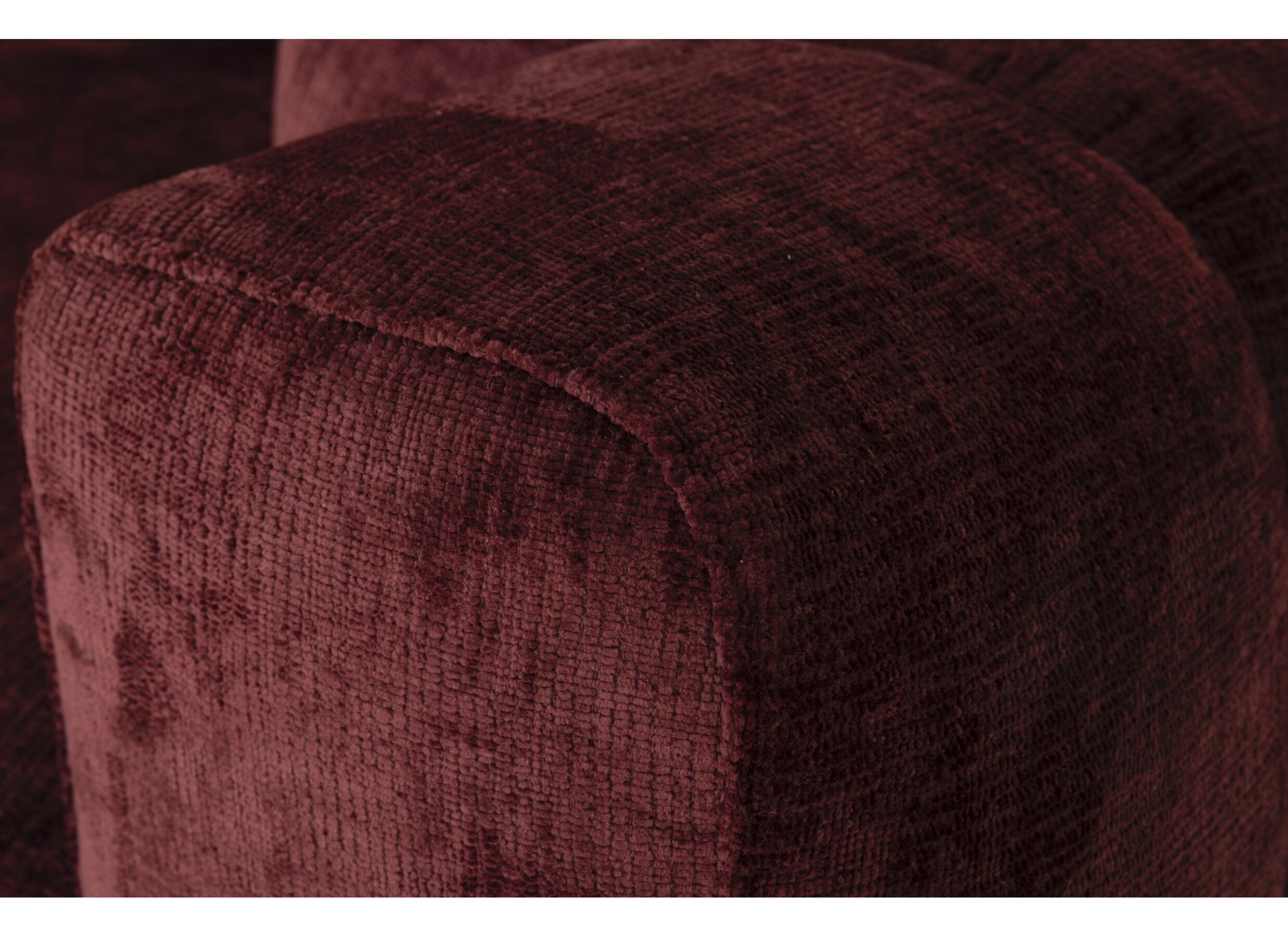 Detail - Canapé d'angle Musigny 315x165cm - chenille - bordeaux