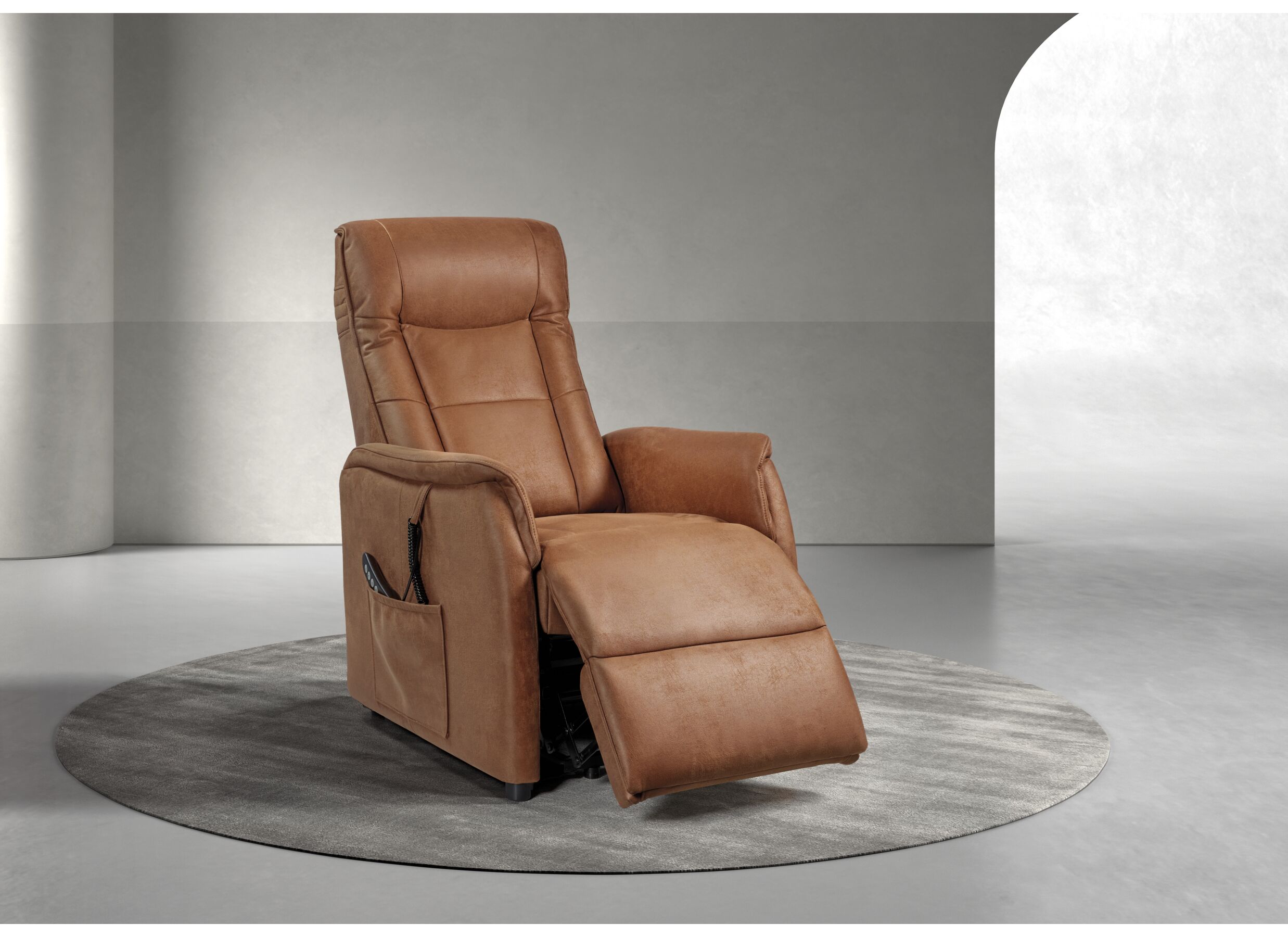 Relaxzetel Liam elektrisch - stof - cognac