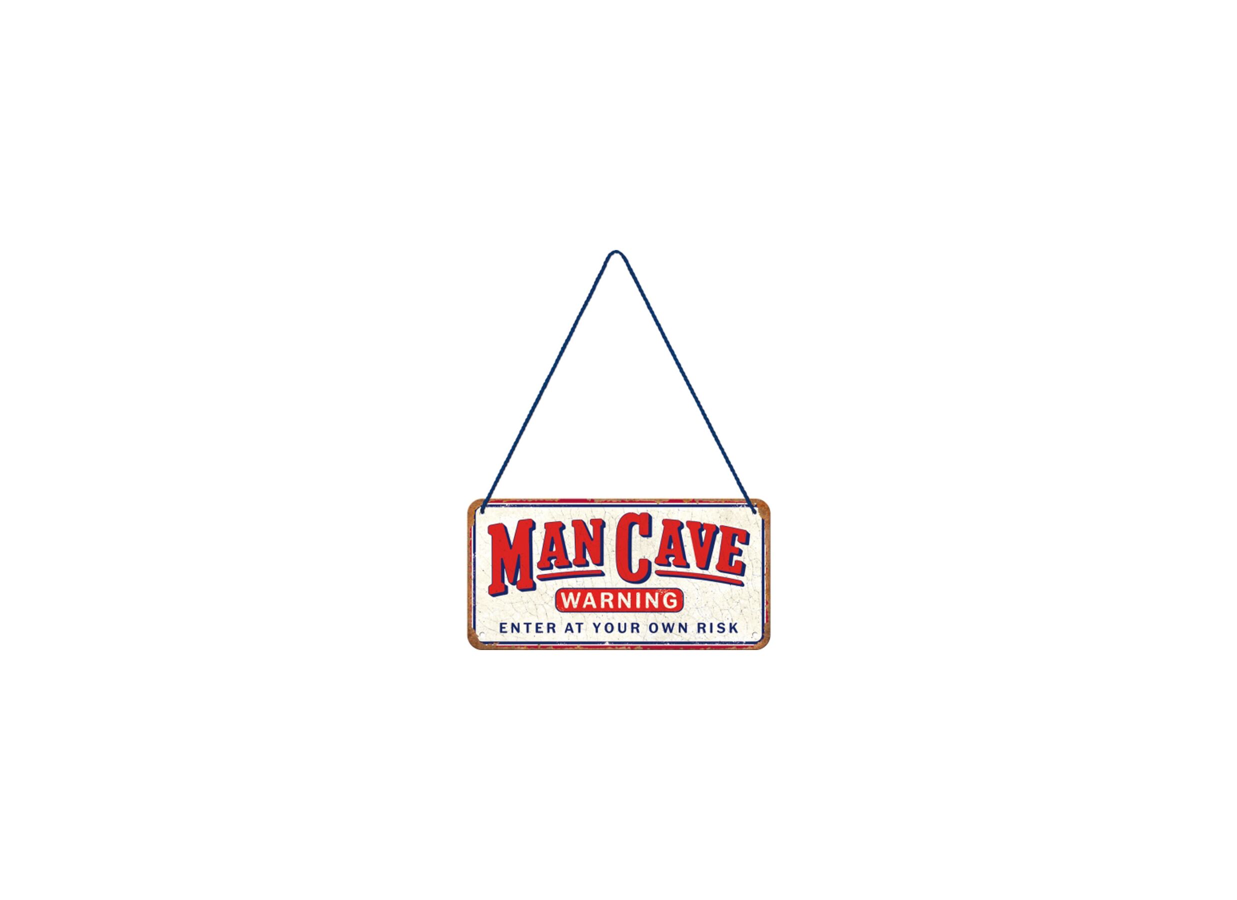 Plakkaat 10x20cm Man Cave Warning