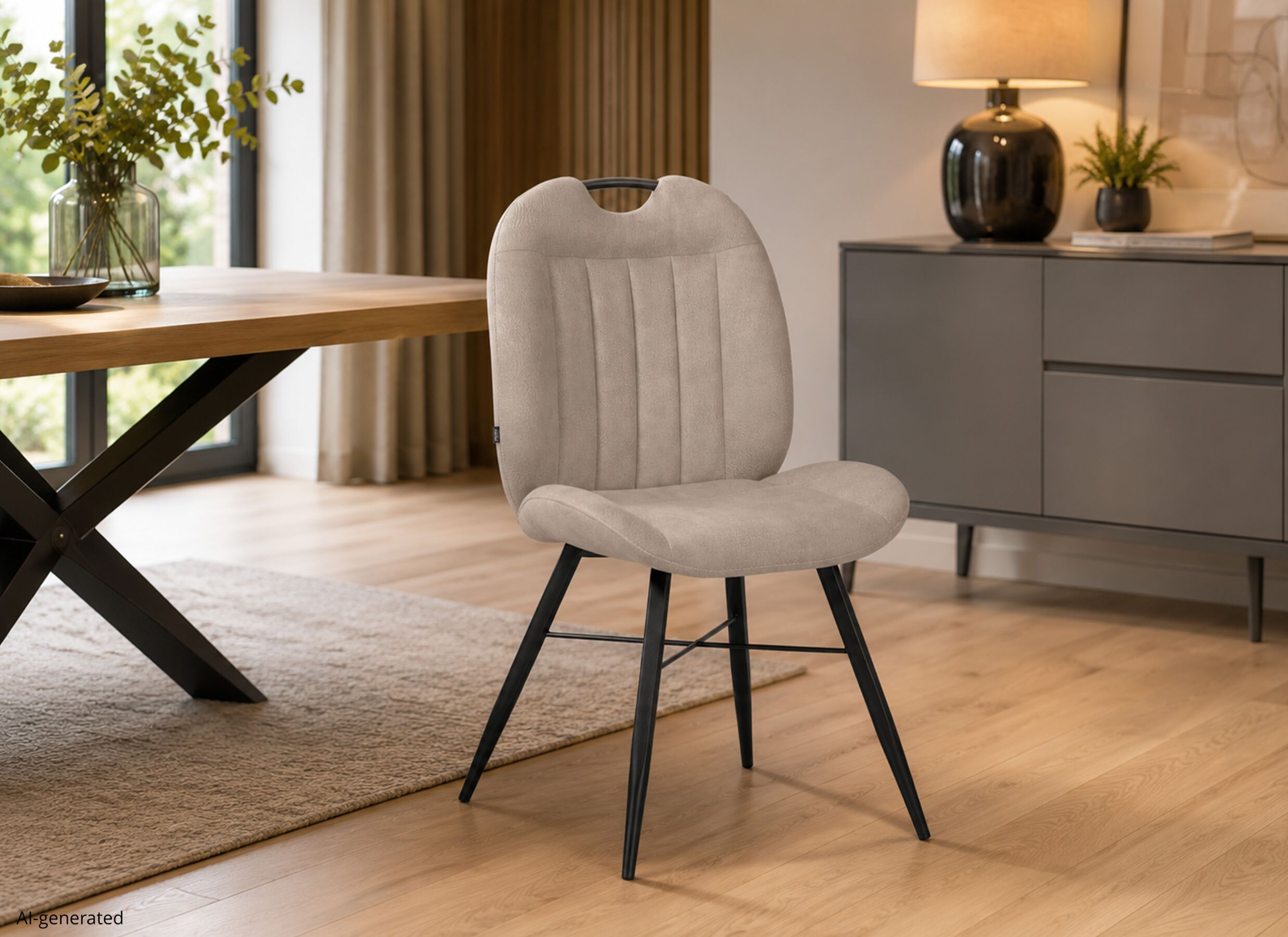 AI Generated - Chaise Nowie Zorro 52,5x62x92cm - tissu - sable