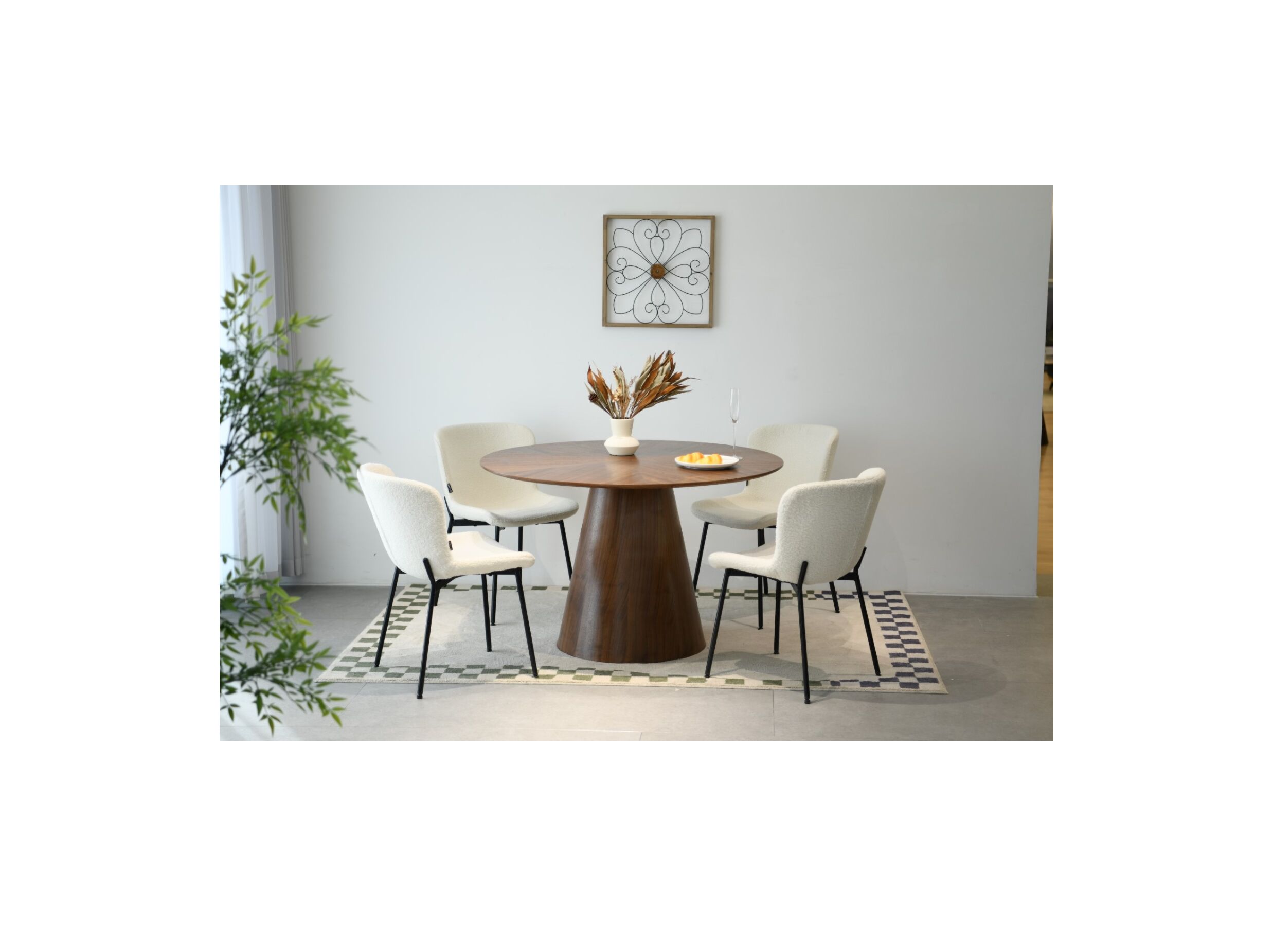 Foto ambiance - Table ronde Daytona Ø120cm - MDF - noyer