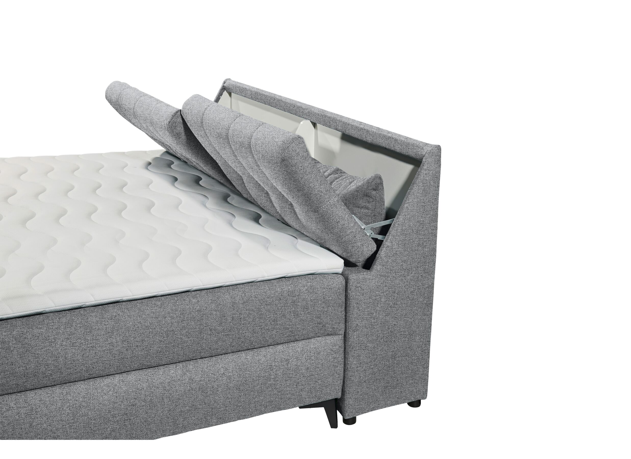 Lit box Atlantis 180x200cm avec rangement tissu gris
