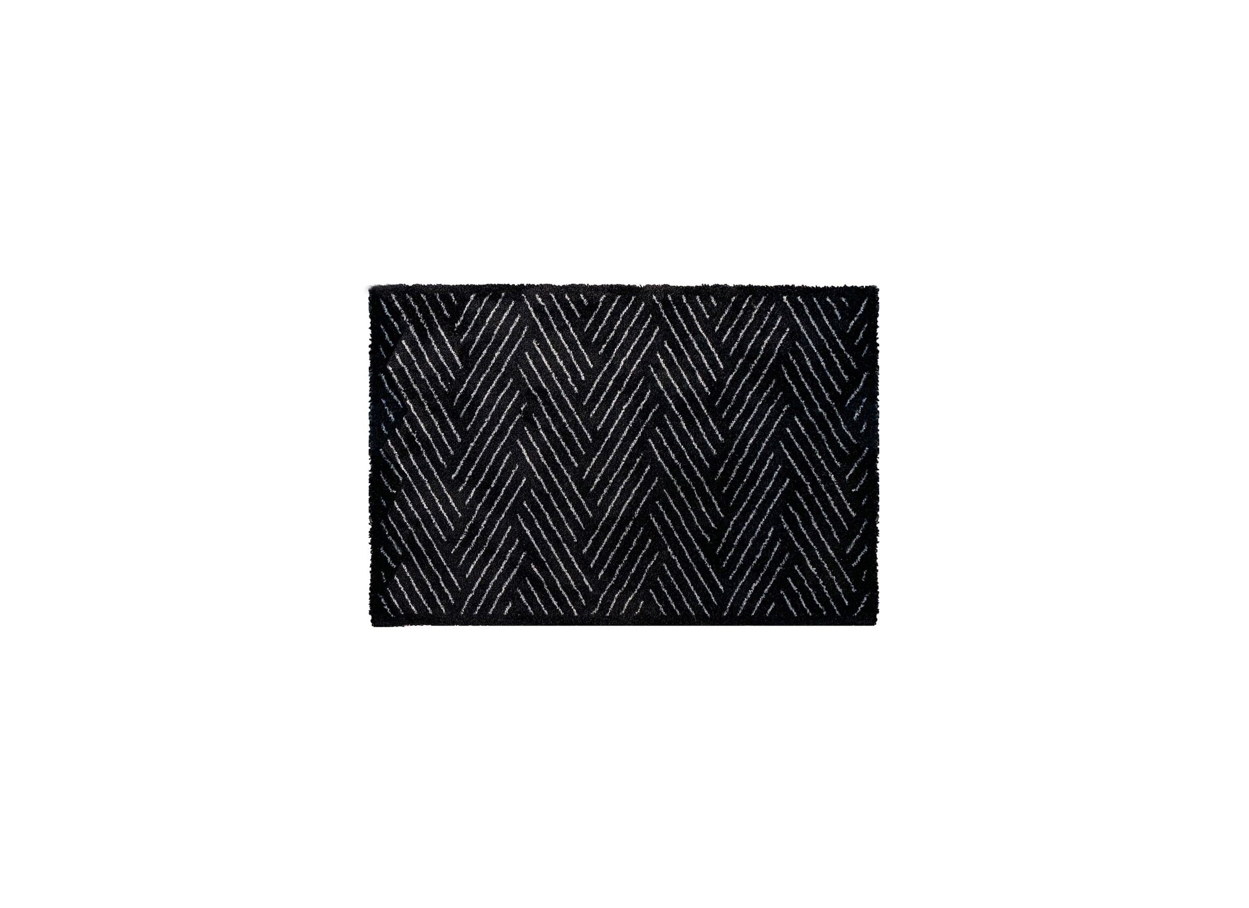 Paillasson Decosoft 50x75cm noir blanc - Paillasson Decosoft 75x50cm microfibre noir blanc