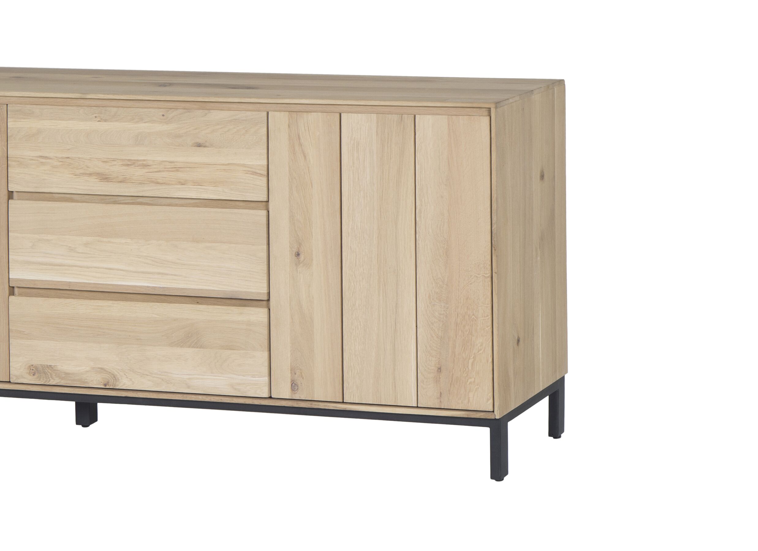 Buffet Polar 225cm - chêne massif & décor - naturel