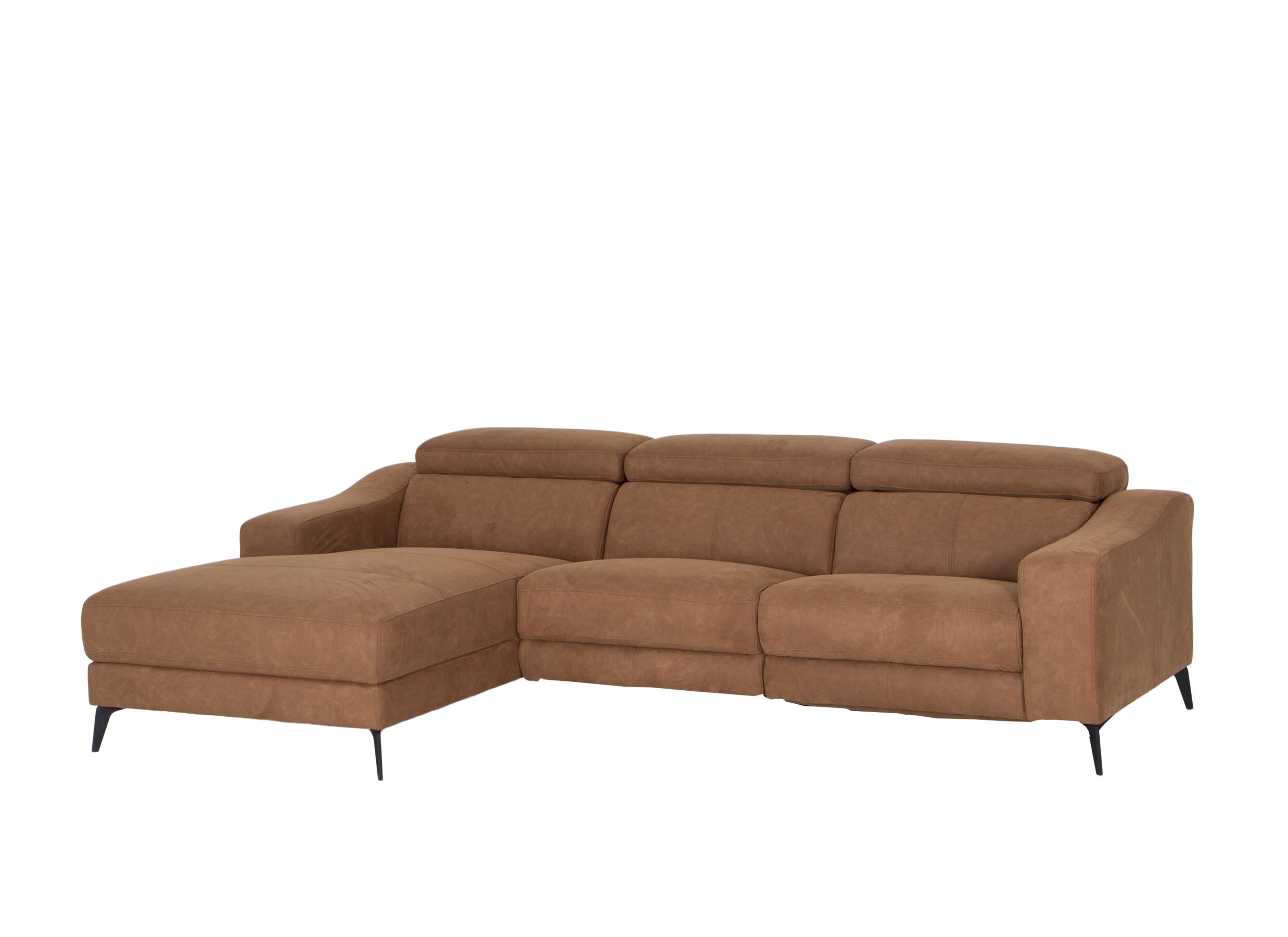 Plus Important - Canapé d'angle Mana 272x174cm - tissu - cognac