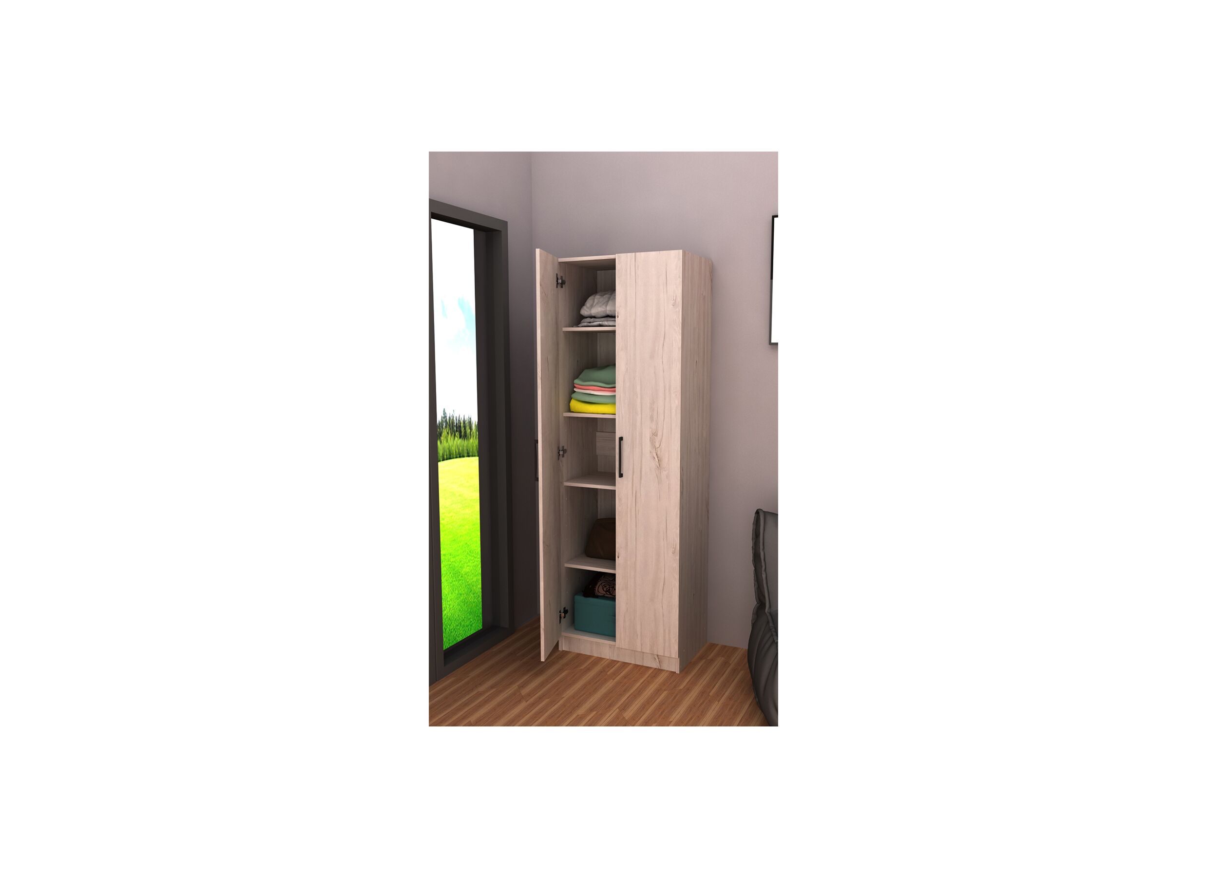 Opbergkast 60cm - decor - witte eik