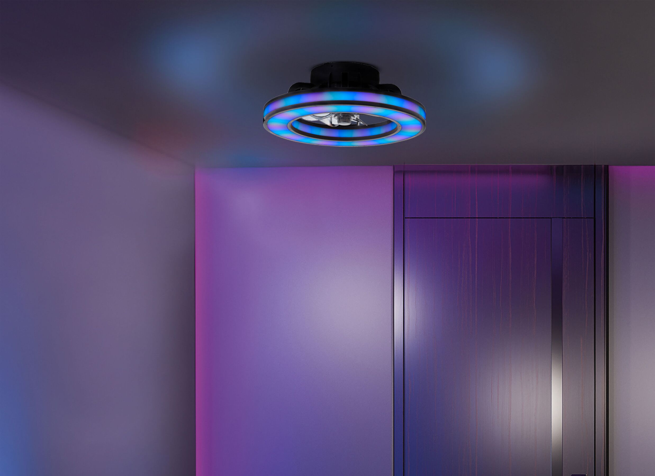 Sfeerfoto - Plafondlamp Mondello met ventilator Ø41,5cm - kunststof - zwart