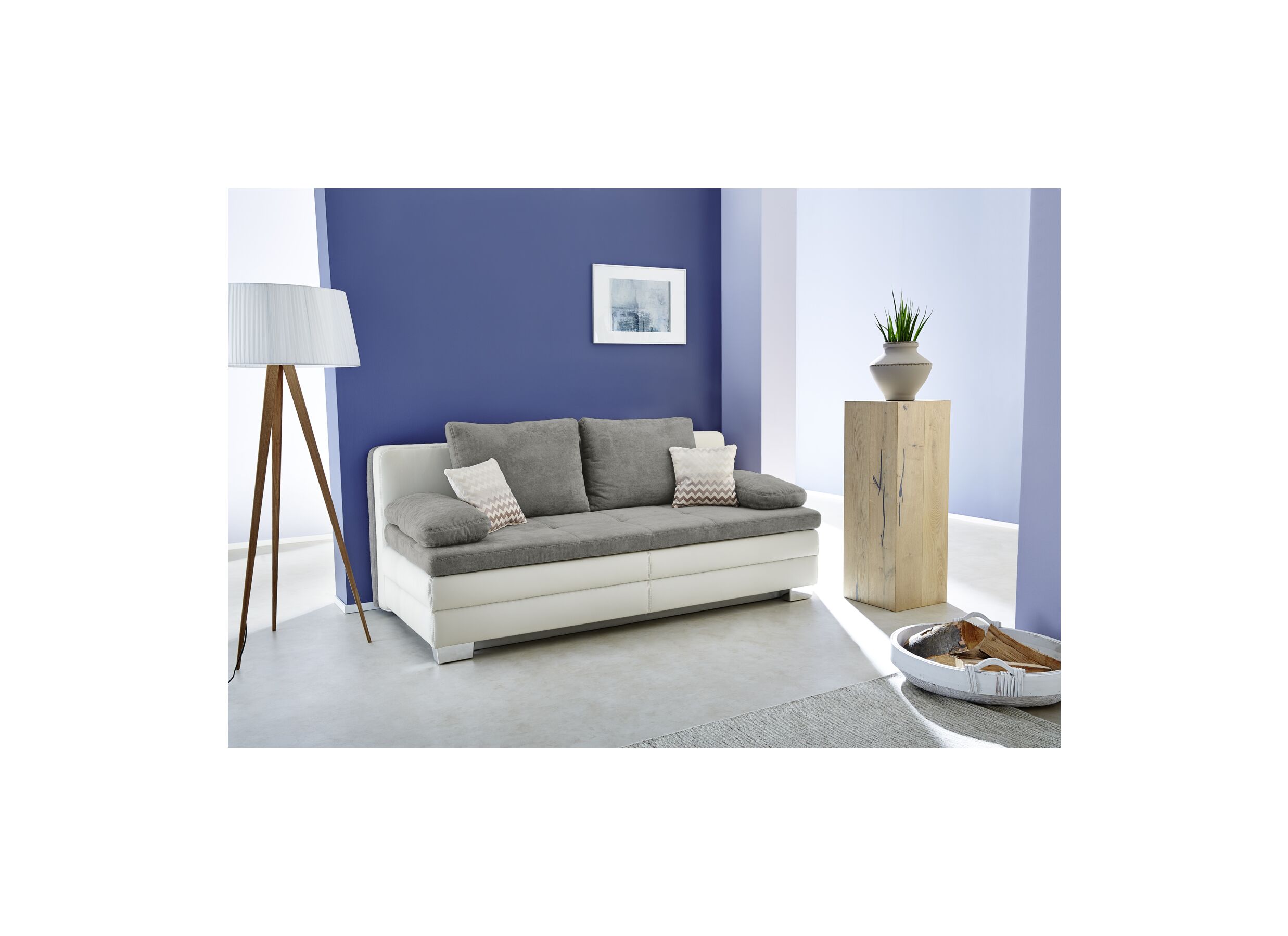 Zetelbed Lincoln 2 persoons - 203x102cm - stof & lederlook - beige & grijs