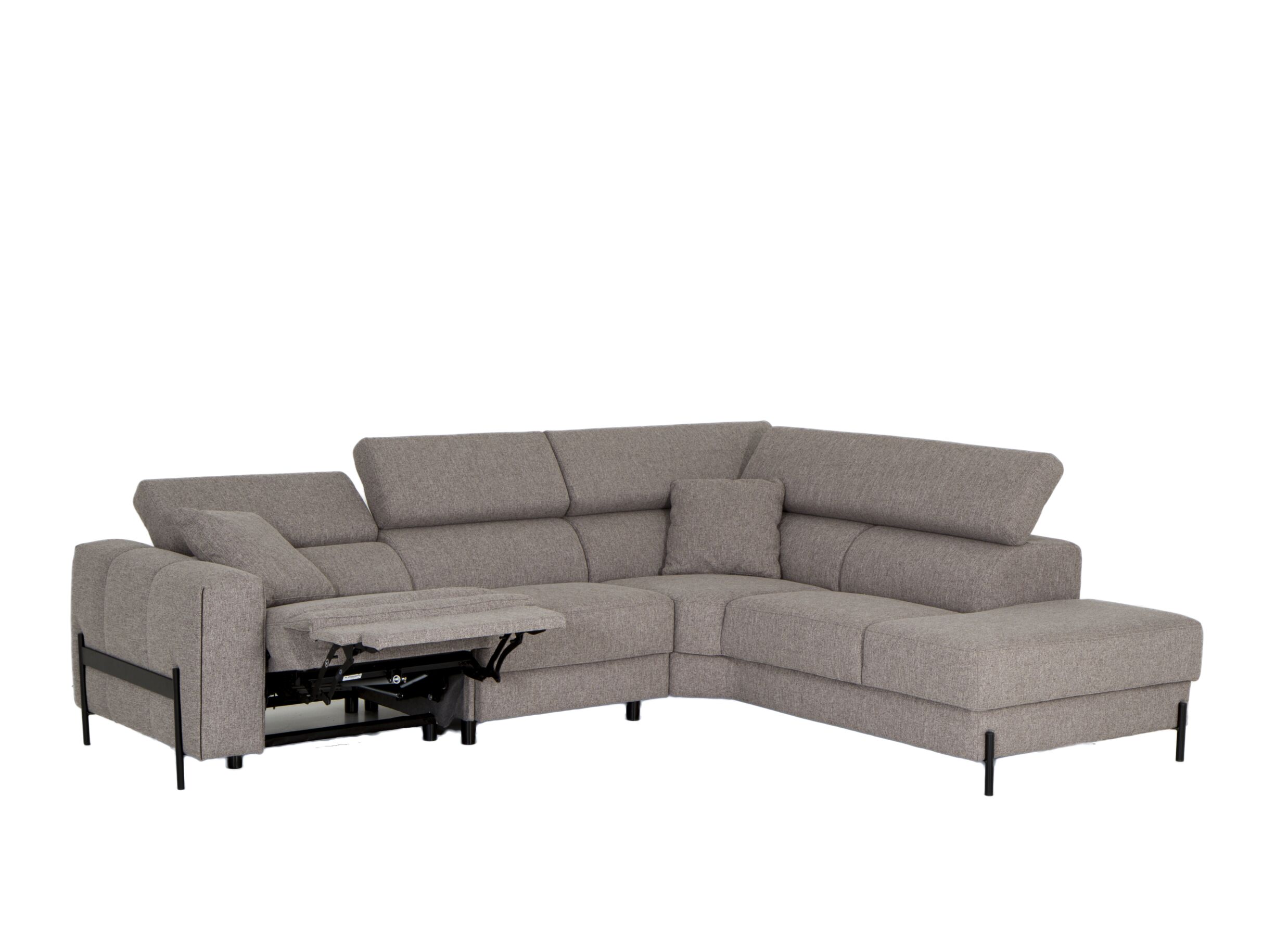 Detail - Canapé d'angle Arkon 296x238cm - tissu - taupe avec relax