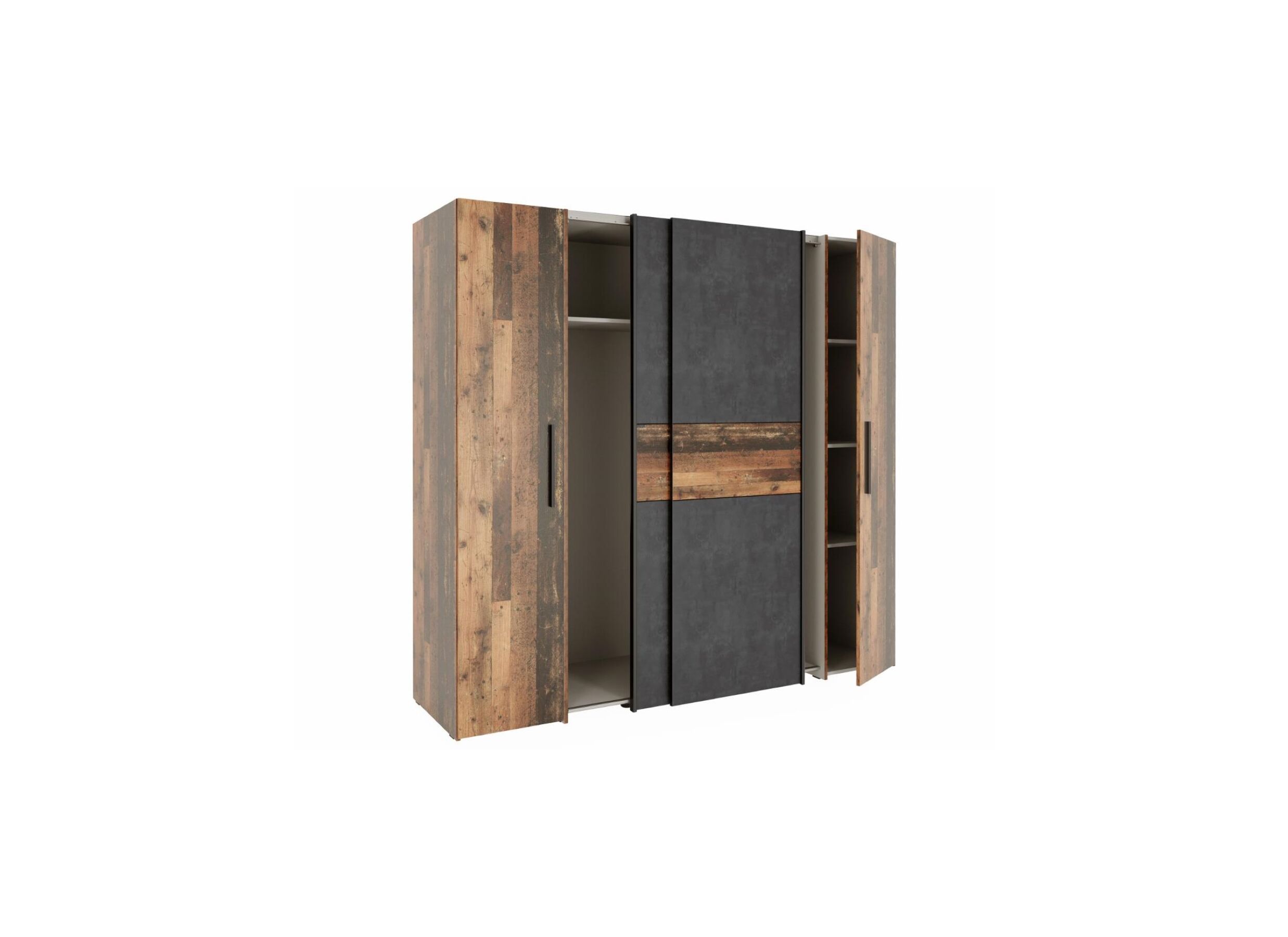 Garde-robe Kalixtus 200cm - décor - old wood/gris foncé