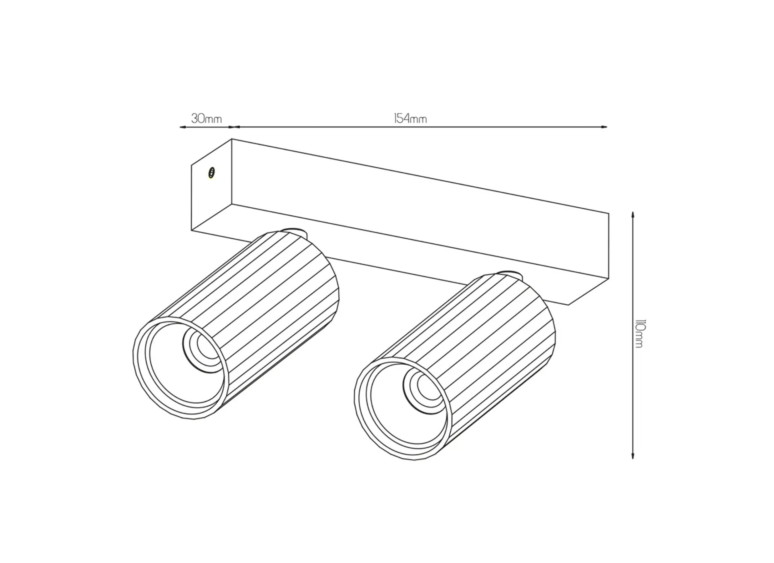Dimensions - Spot 2xGU4 - aluminium - noir