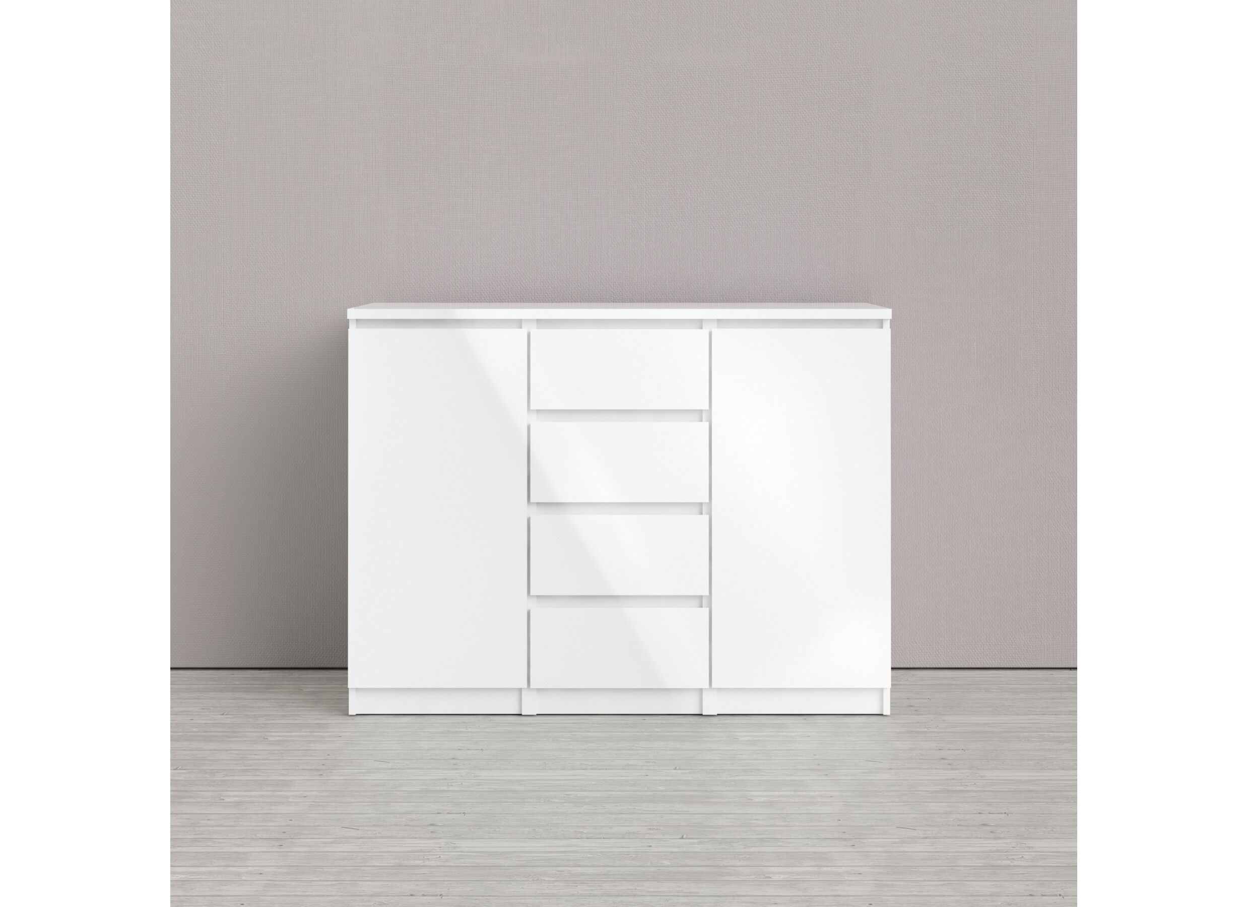 Commode Naia 121x50x91cm - décor - blanc laqué