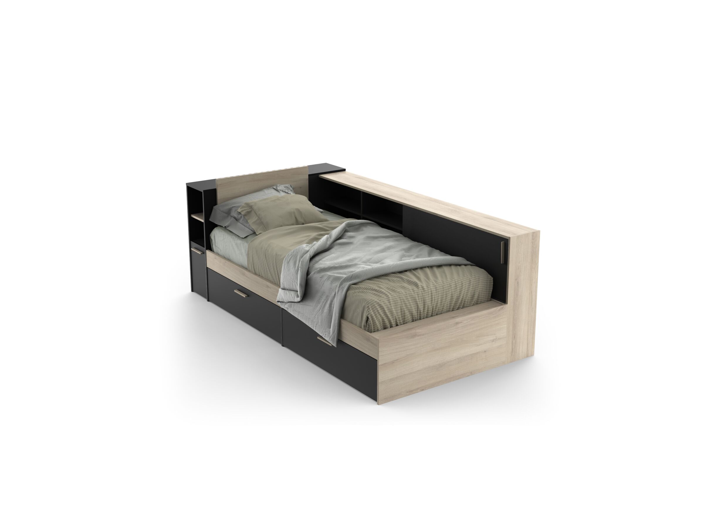 Lit Life 90x190/200cm avec rangement - Lit Life 90x190/200cm avec rangement