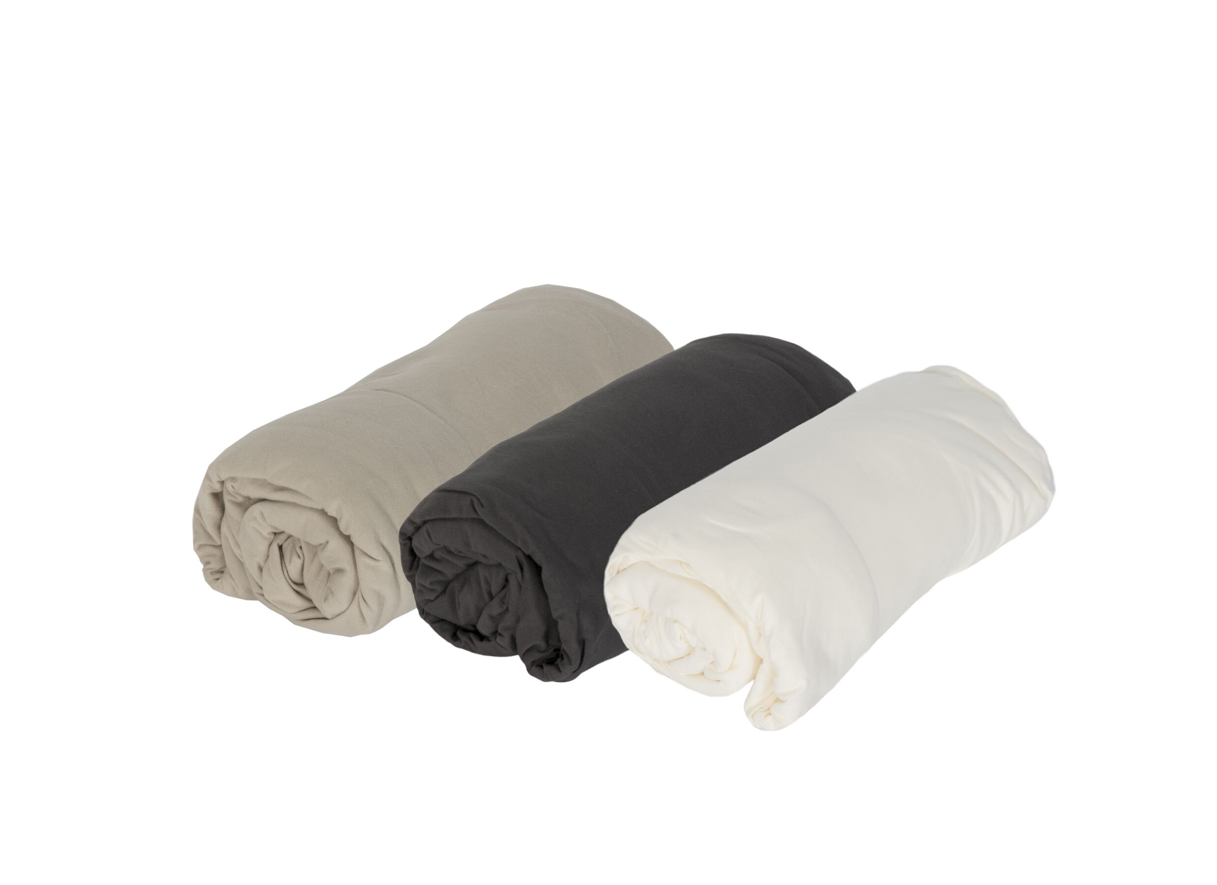 Photo ensemble - Drap-housse Lauren 140x200cm - jersey coton - mastic