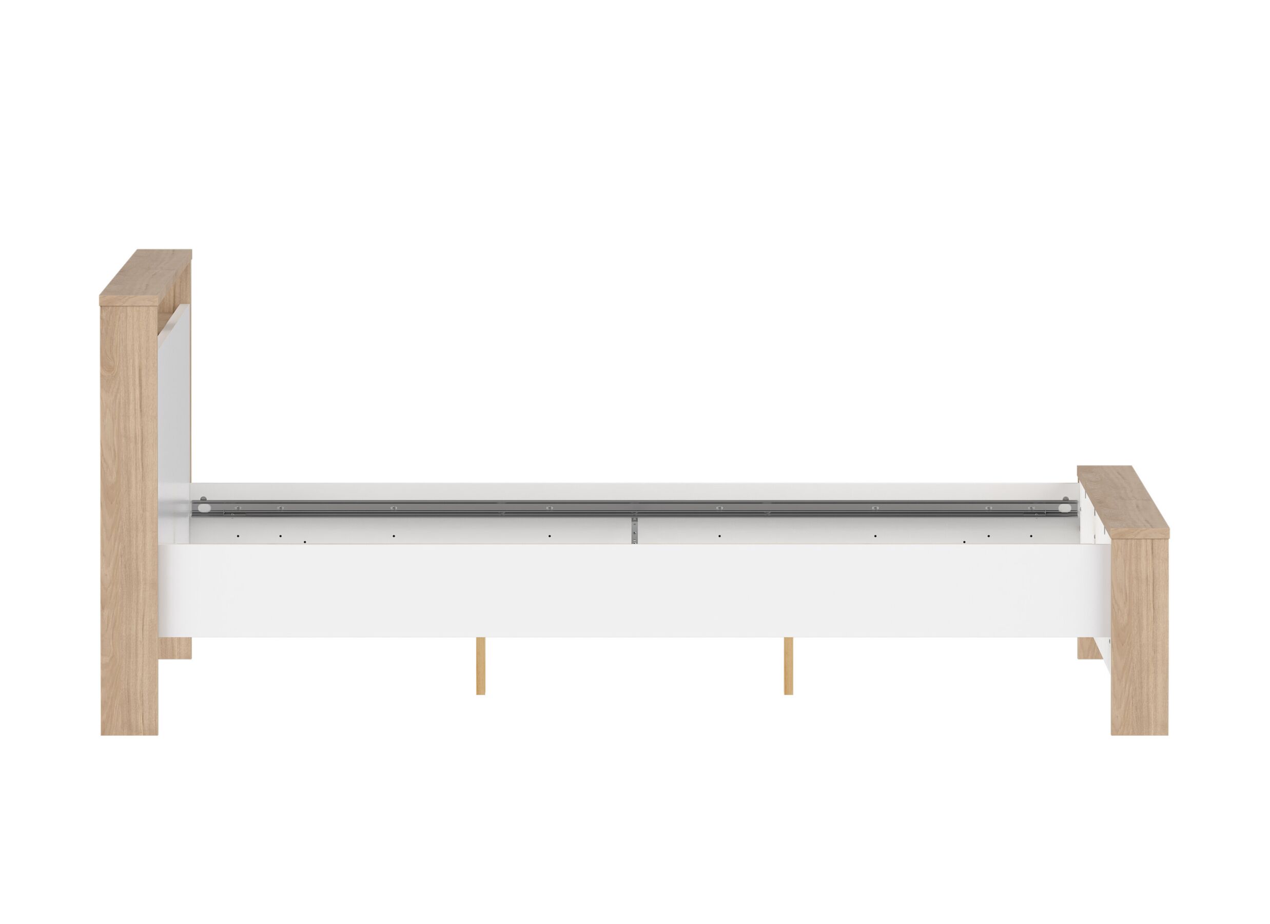 Overzichtsfoto - Bed Next 160x200cm - melamine - glanzend wit & jackson hickory