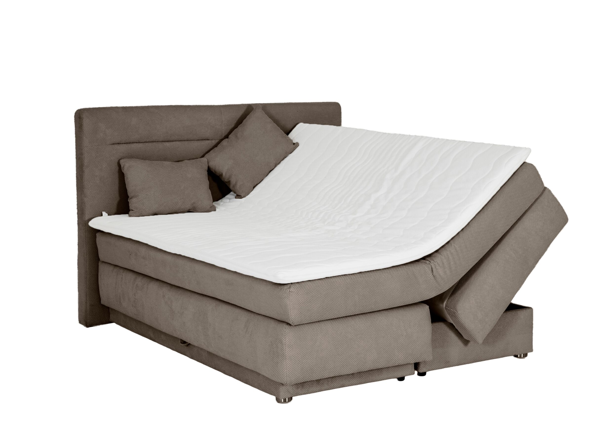 Overzichtsfoto - Boxspring Simone 160x200cm - stof - bruin met opbergruimte