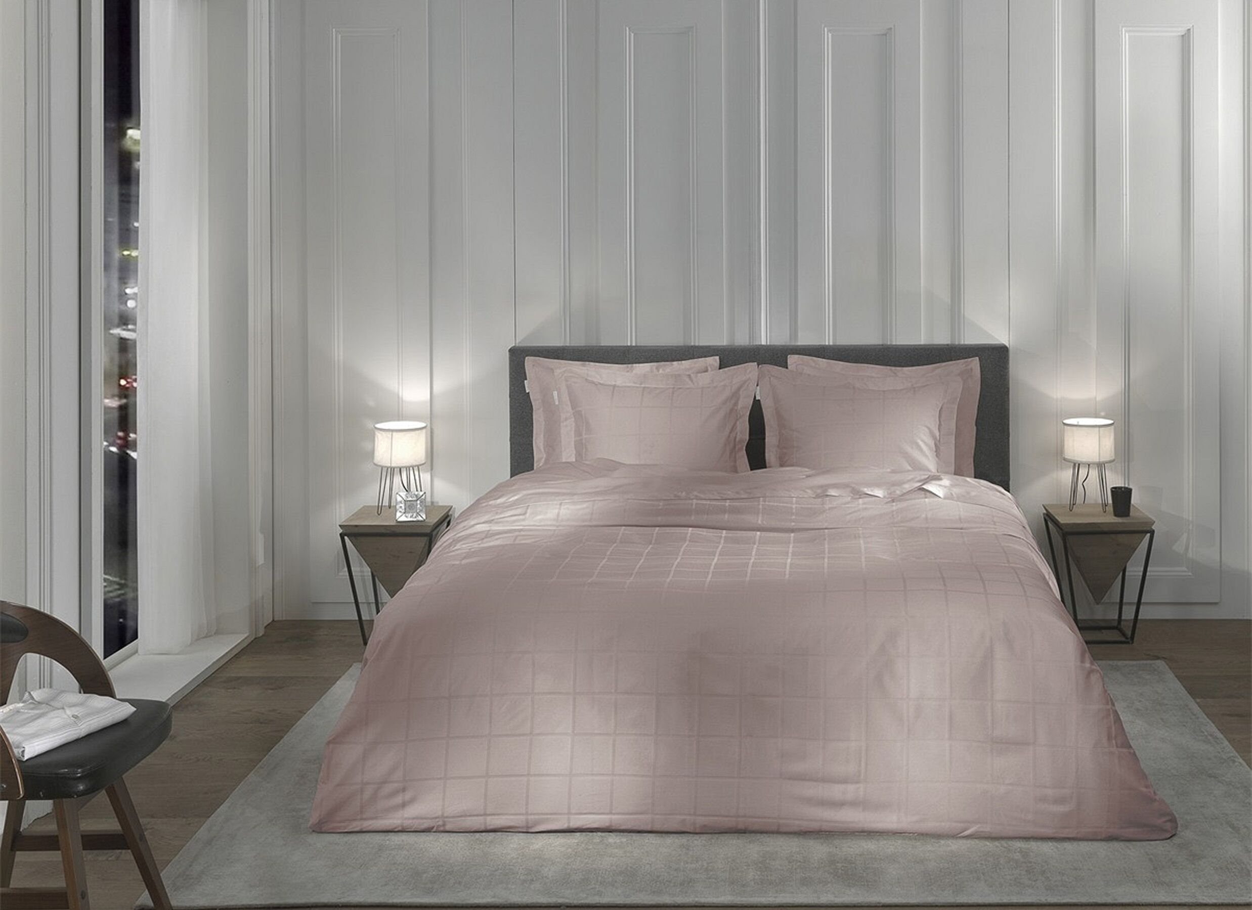 Foto ambiance - Housse de couette Heckettlane Diamante 240x220cm - satin de coton - rose tan