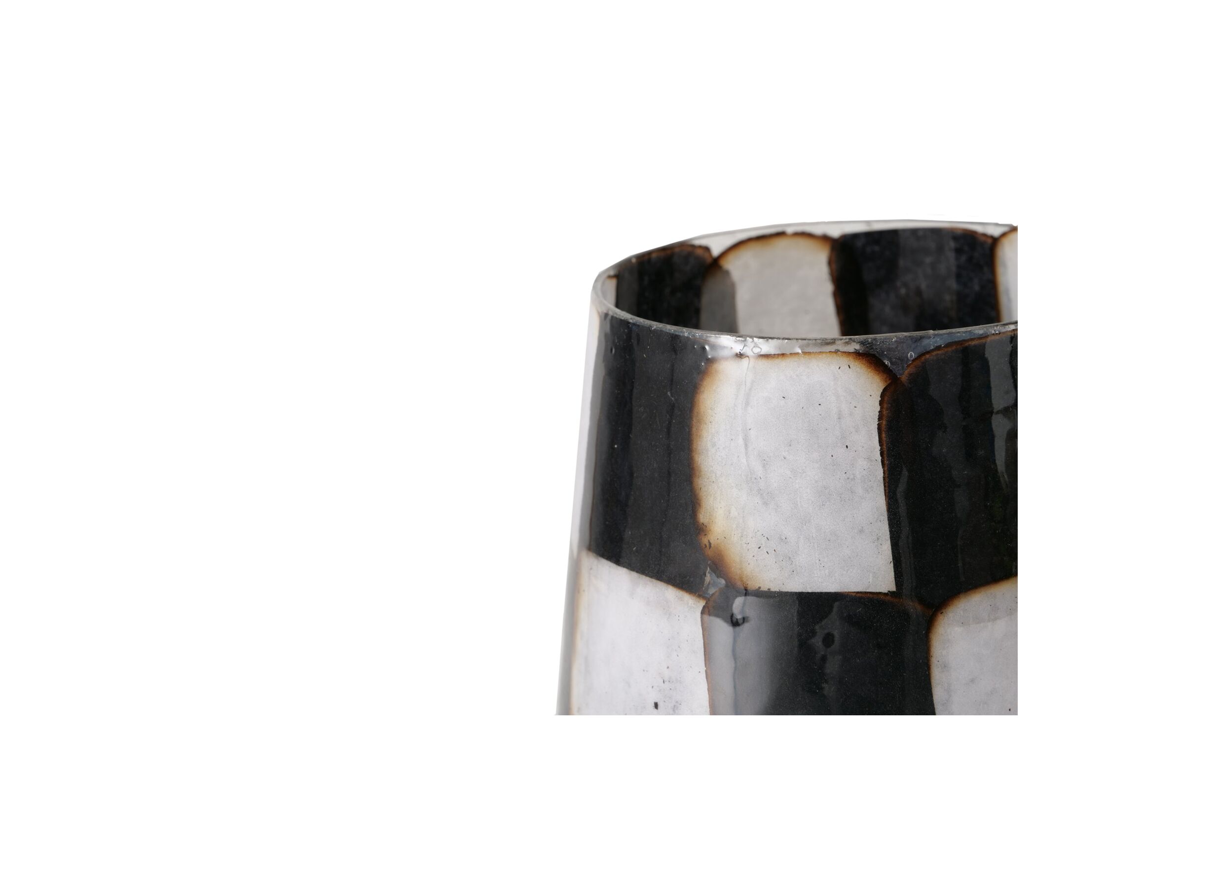 Detail - Porte-bougie Medo H14,5cm - verre - noir/blanc
