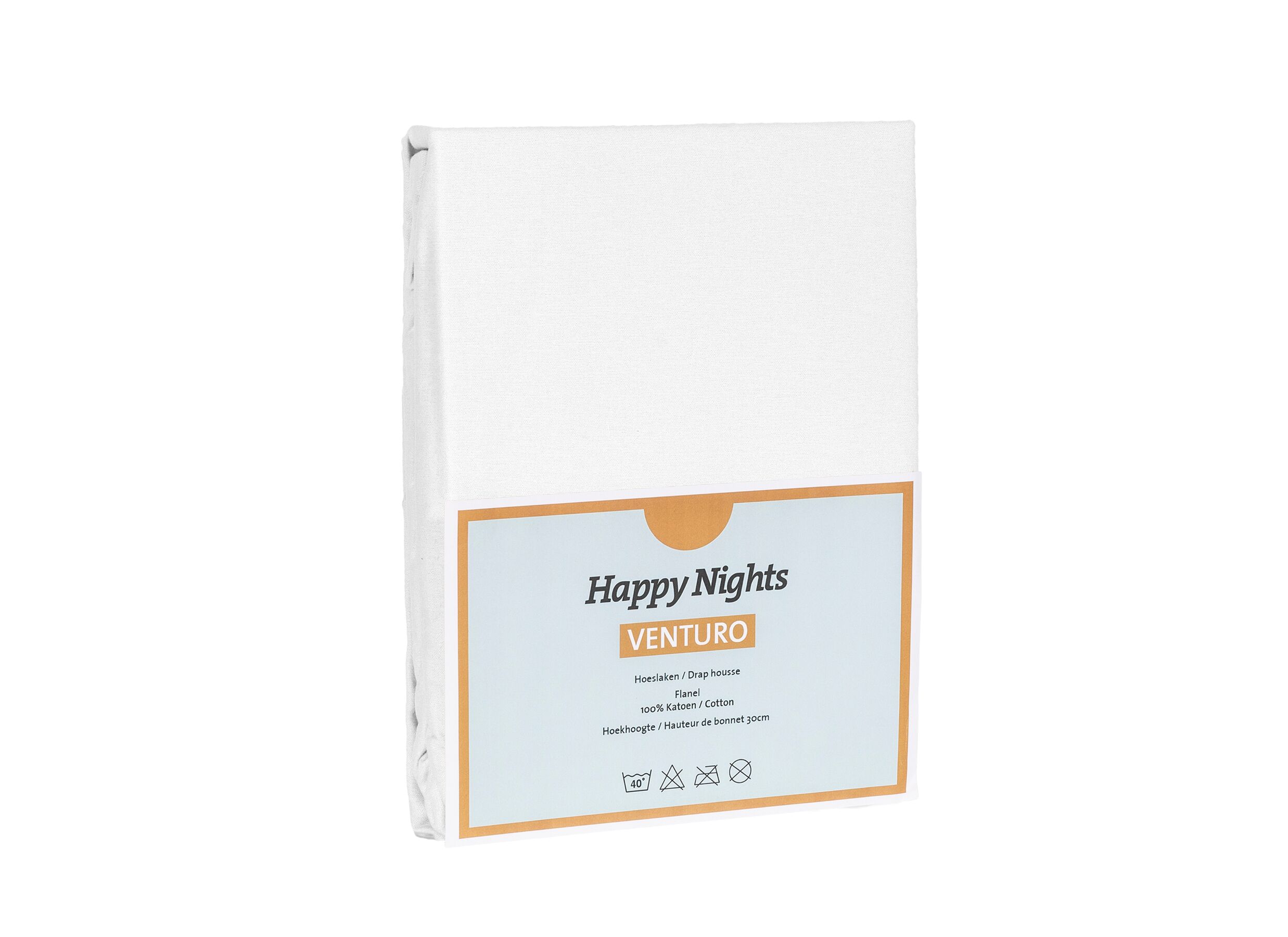 Plus Important - Drap-housse Venturo 160x200cm - flanelle - blanc