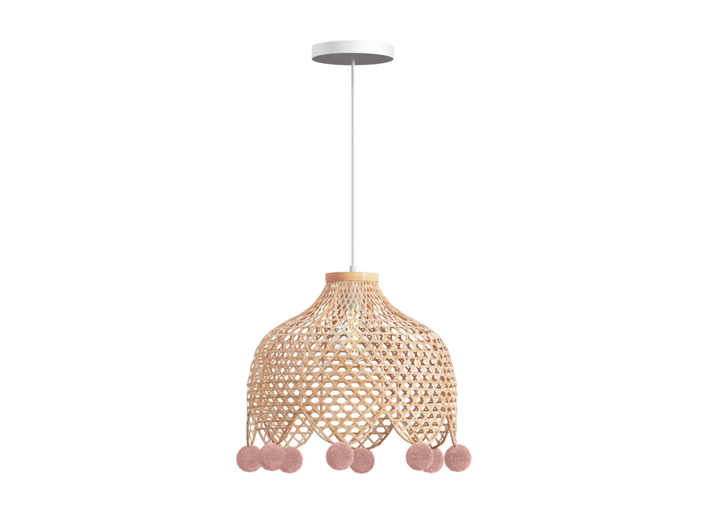 Aperçu - Suspension enfant Pompon Ø28cm - bambou - naturel & rose