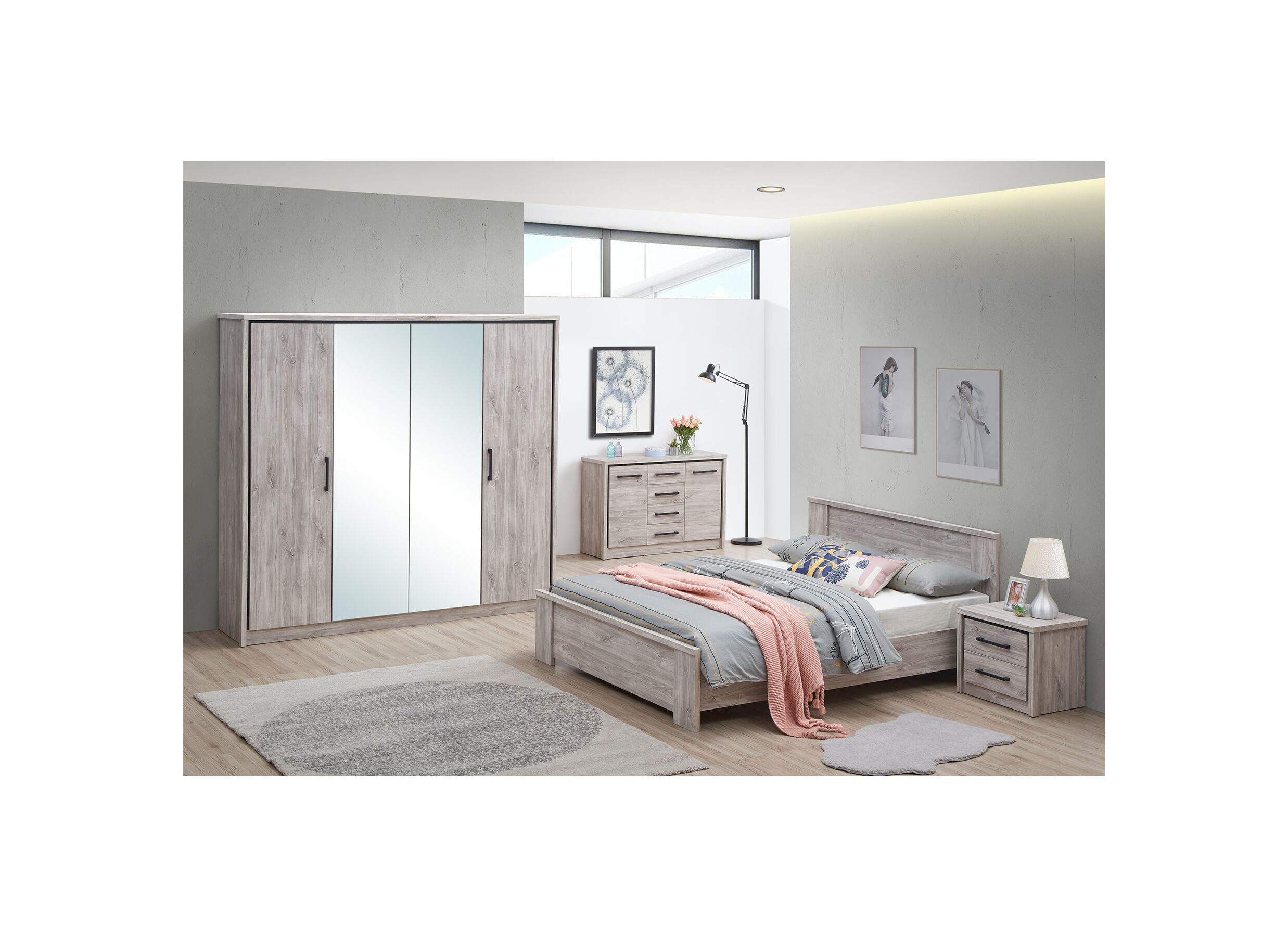 Commode Elias 120x40x83cm - décor - chêne gris