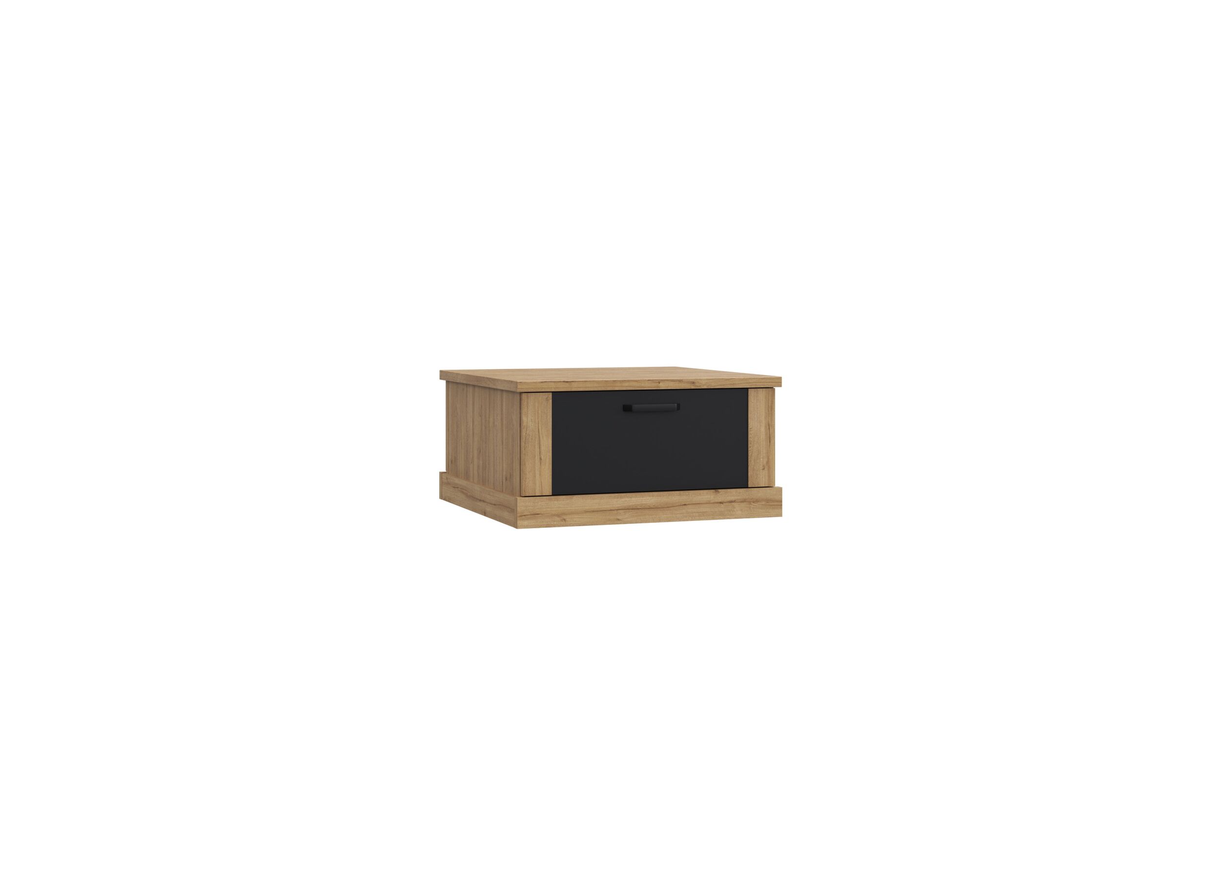 Table basse carré brun noir avec rangement - Table basse Kaszimiro 85x85cm - panneau décor - chêne waterford/noir avec rangement