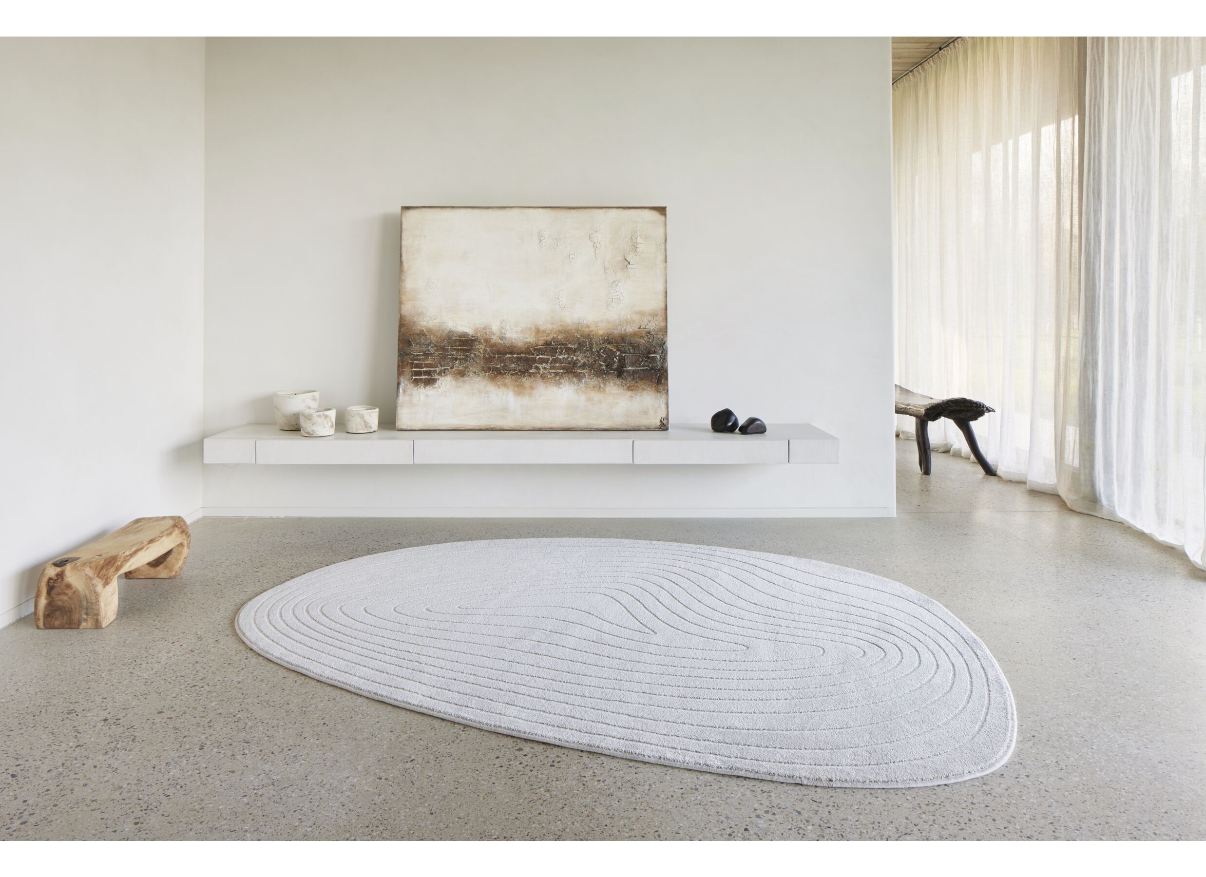 Sfeerfoto - Tapijt Trevos 160x230cm - polyester - beige/wit
