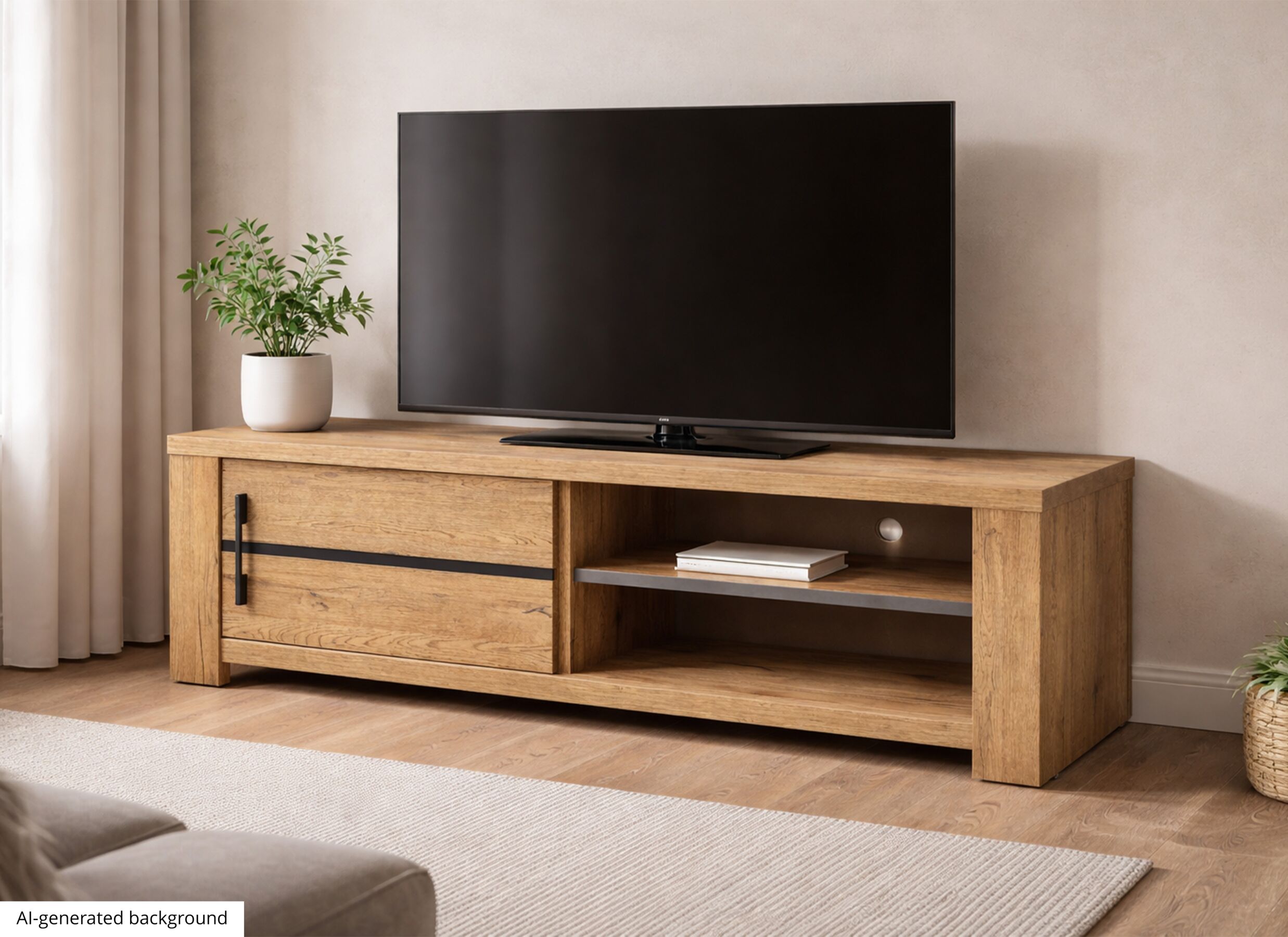 AI Generated - Meuble TV Otto Piero 150cm - décor - chêne scarlet