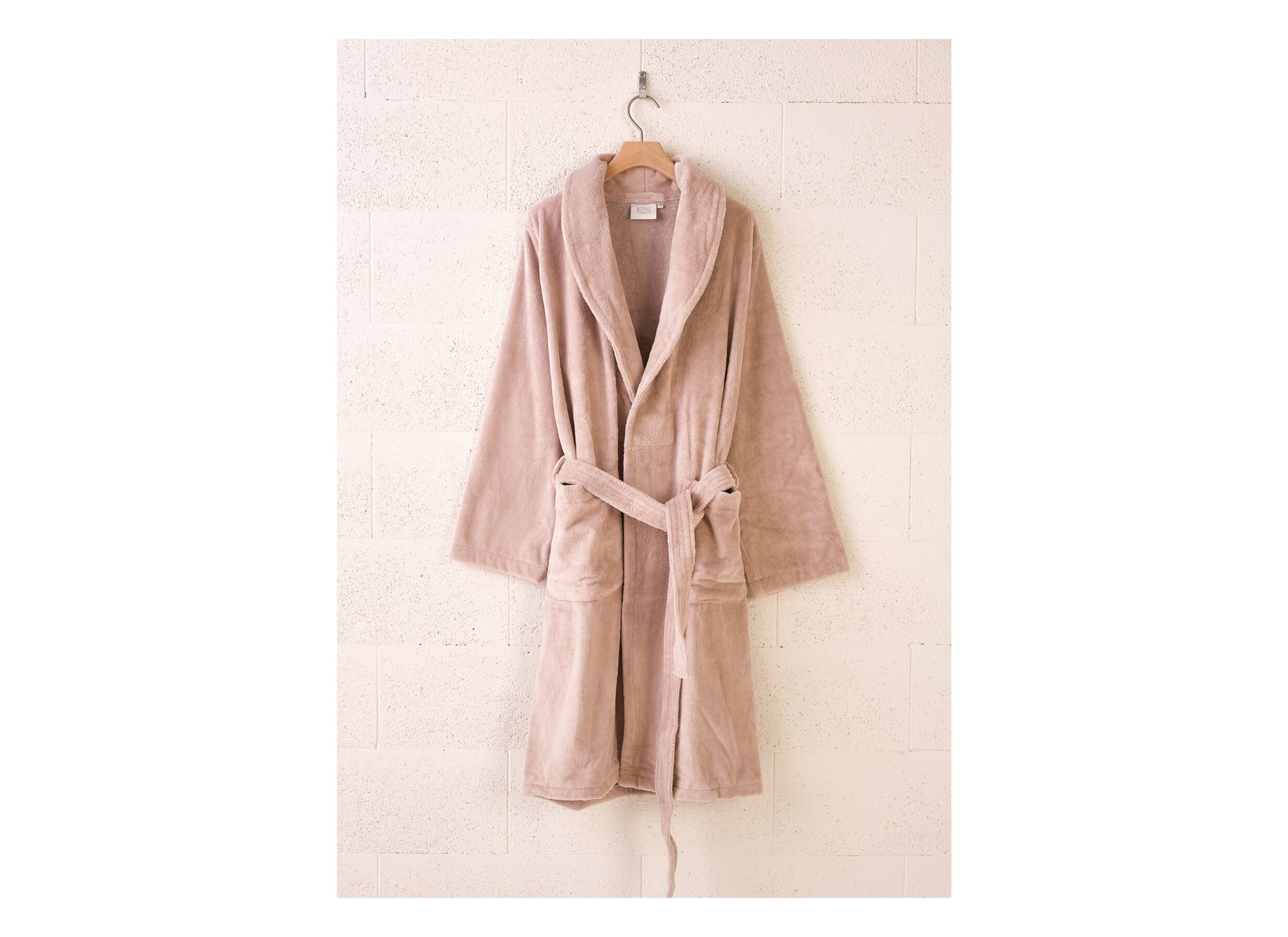 Badjas XS flanel misty pink
