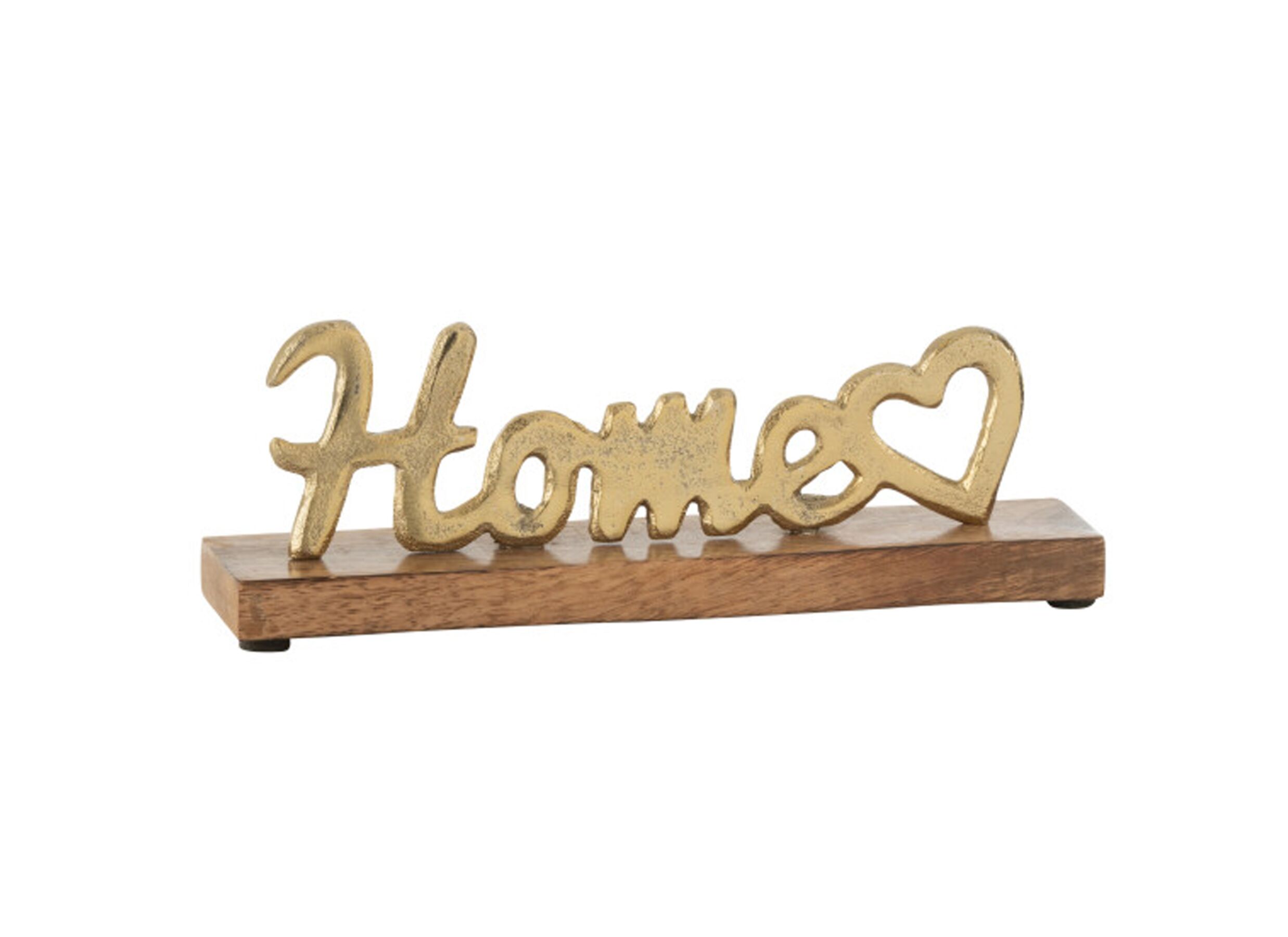 Plus Important - Figurine Home Cœur 23x5x8cm - aluminium et bois - doré et marron